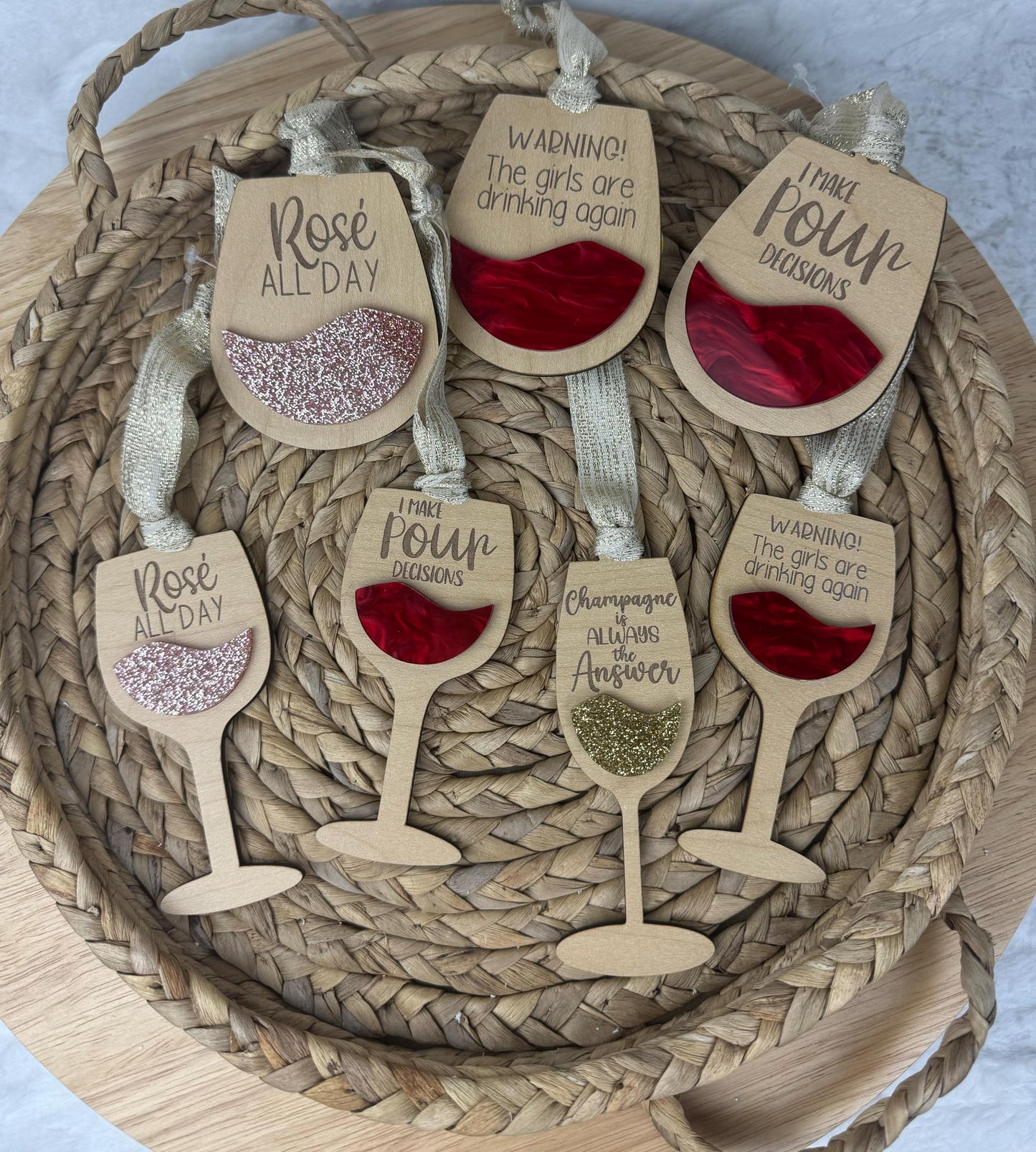 Holiday Wine Glass Ornaments for Girlfriend, Christmas Champagne Flute Decoration, Tree Ornament
