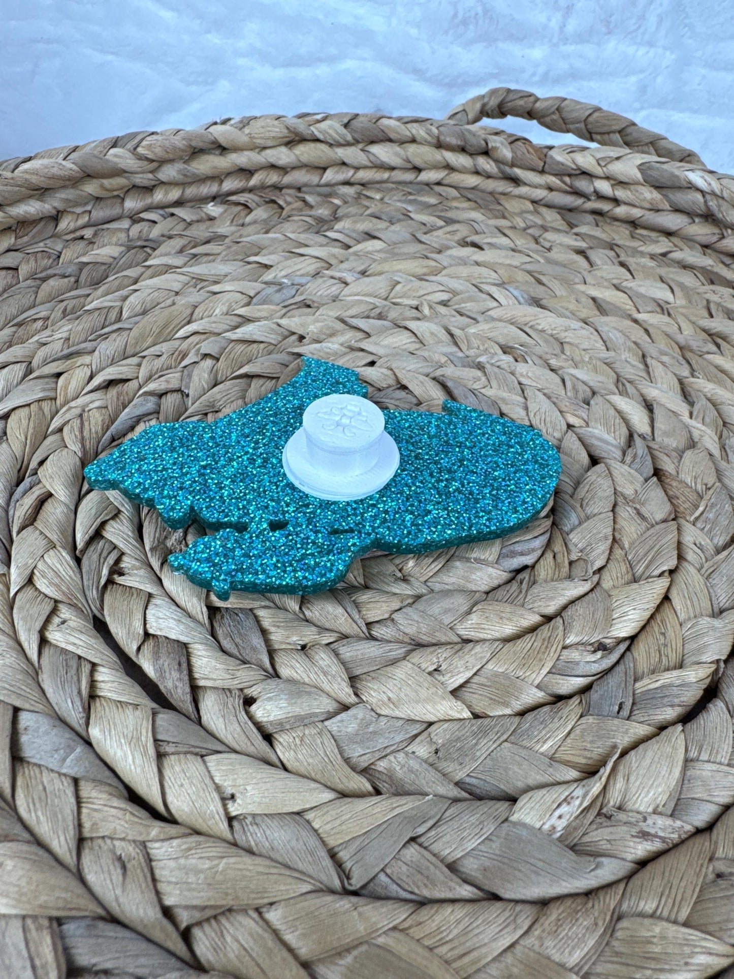 Turquoise Glitter Mama Bear Bogg Bag Charm – Playful Mom Bag Accessory