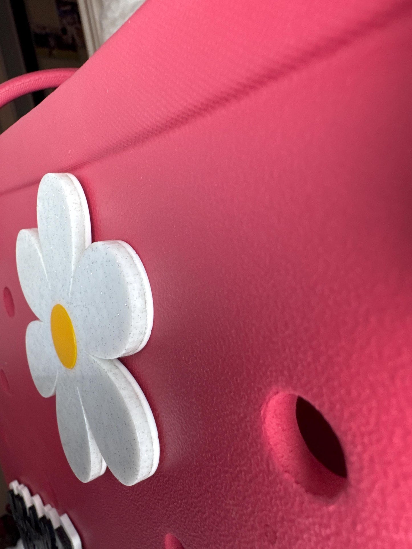 Glitter Daisy Charm for Bogg Bag: Sparkly Flower Accessory
