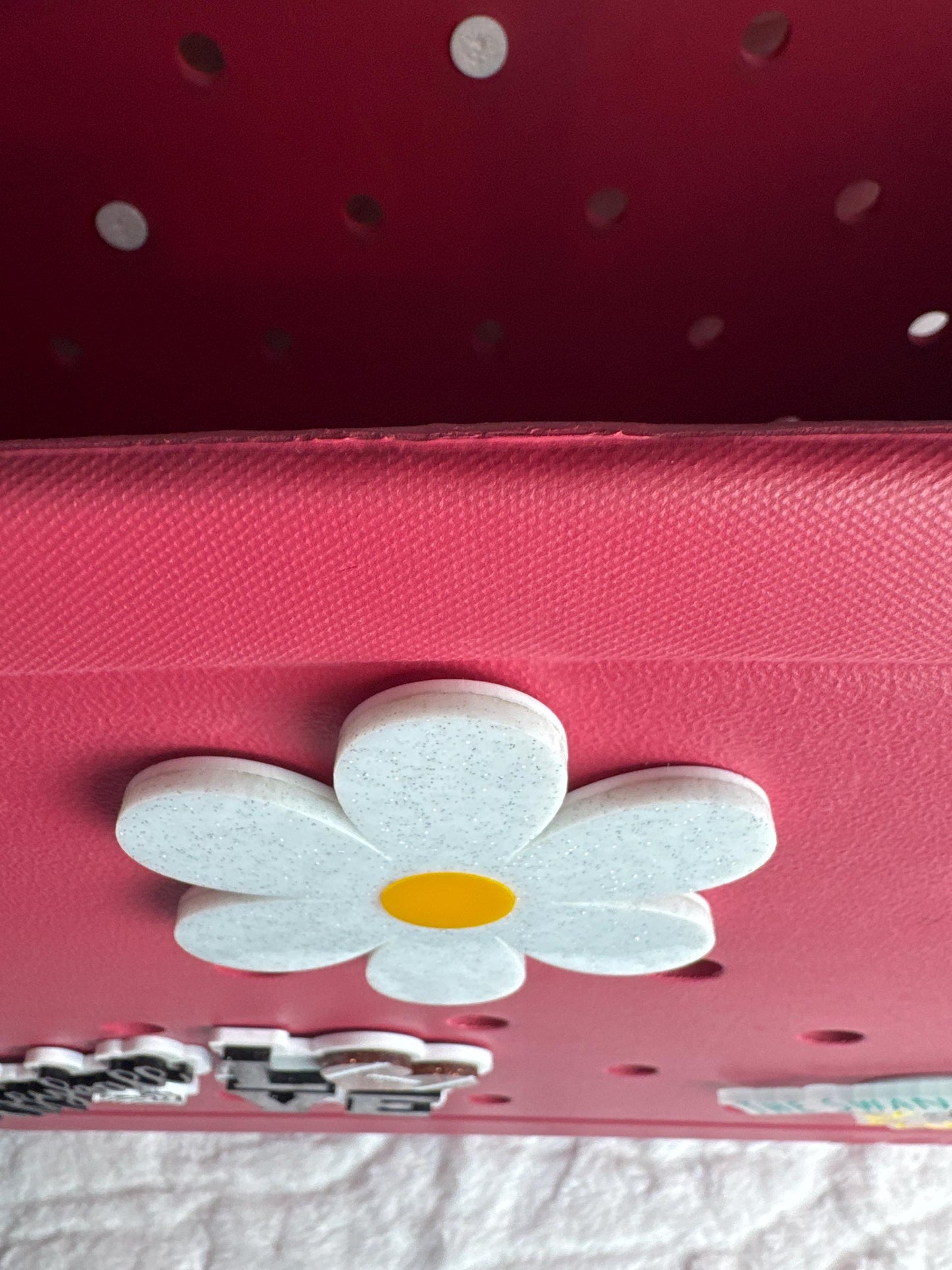 Glitter Daisy Charm for Bogg Bag: Sparkly Flower Accessory