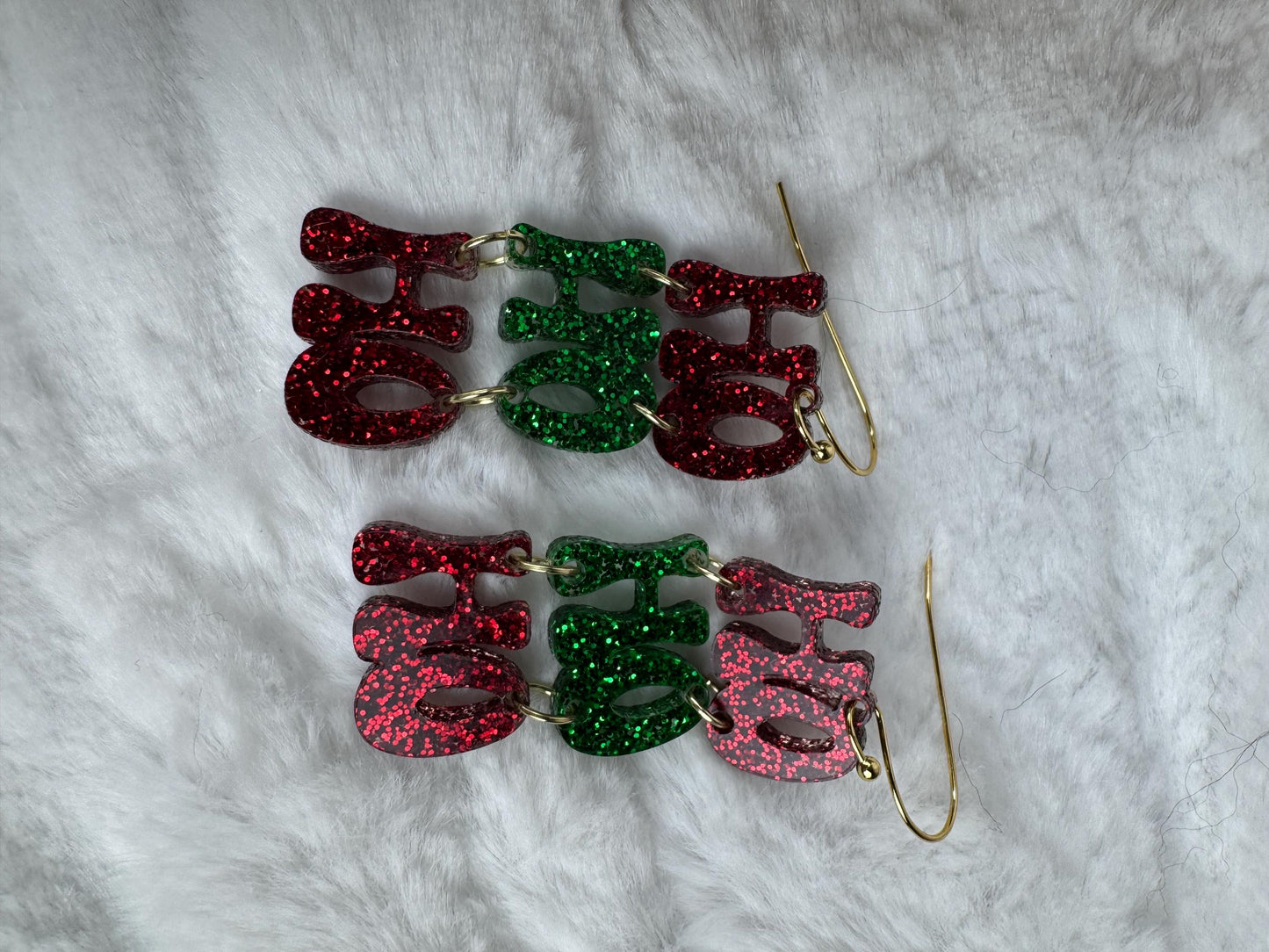HoHoHo Christmas Dangle Earrings, Festive Jewelry