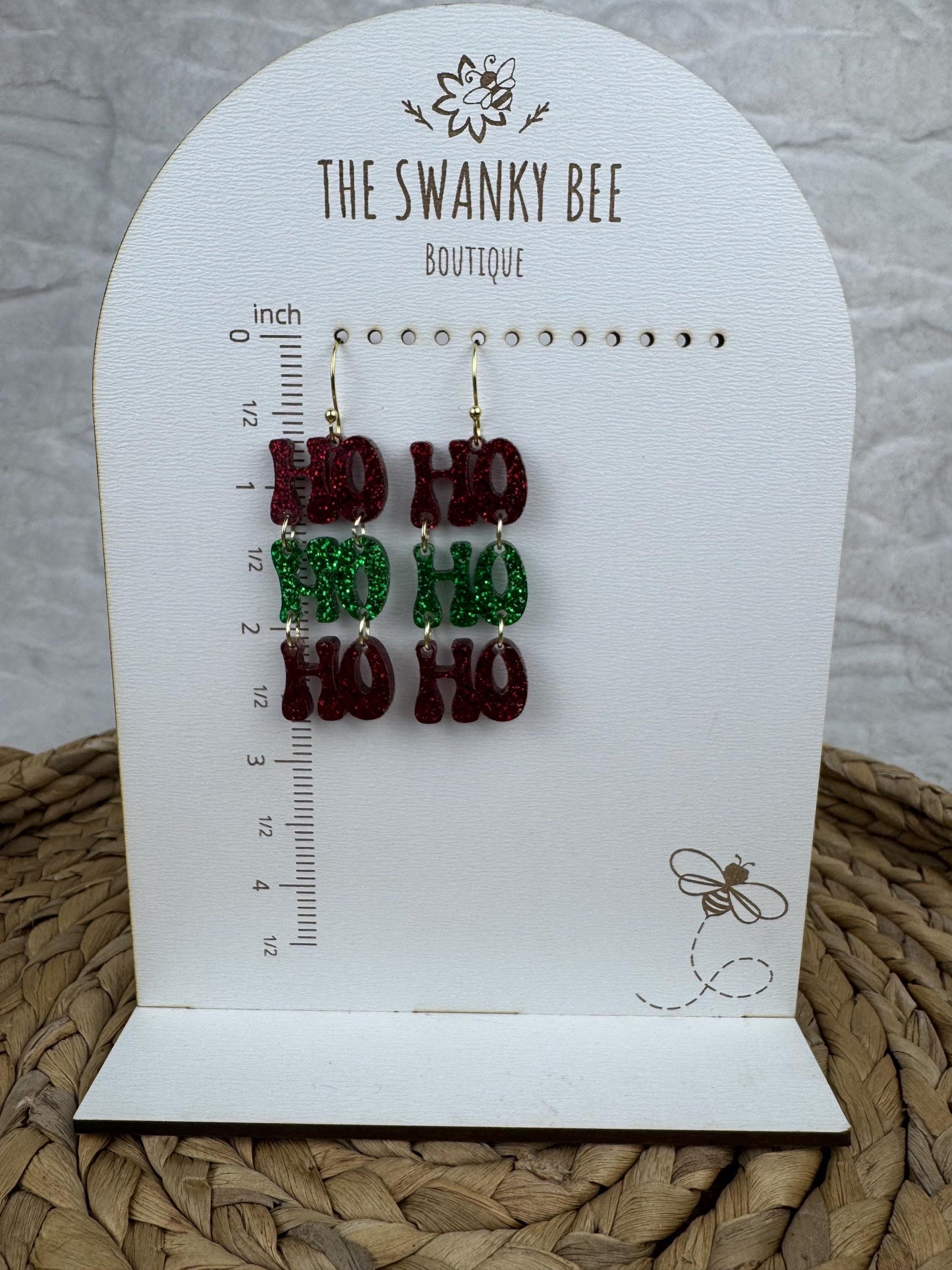 HoHoHo Christmas Dangle Earrings, Festive Jewelry