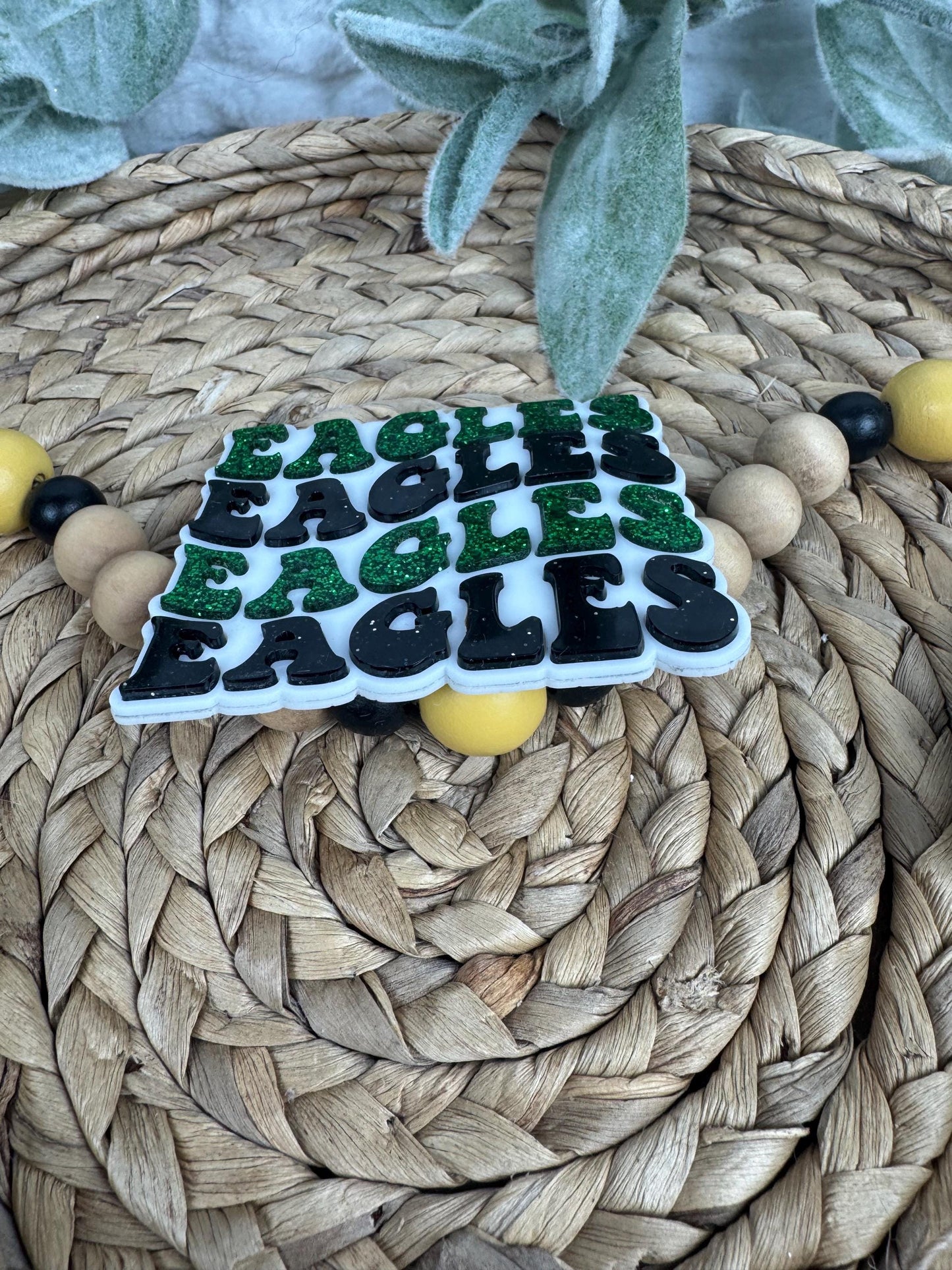Eagles Glitter Bag Charm: Green and Black Bogg Style Bag Decoration