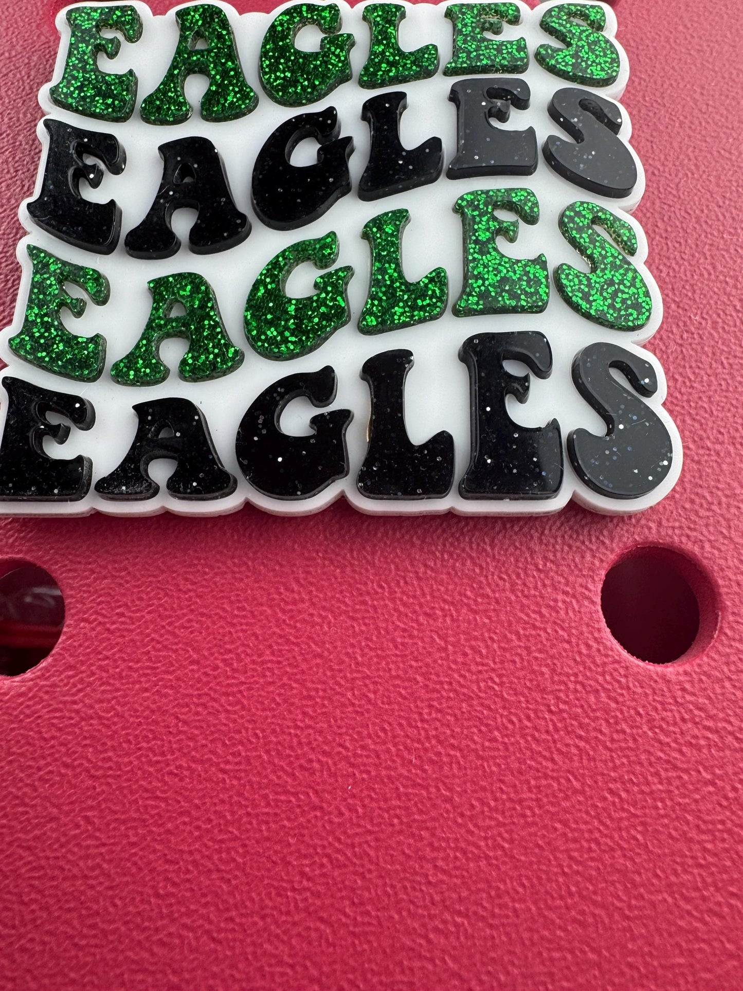 Eagles Glitter Bag Charm: Green and Black Bogg Style Bag Decoration
