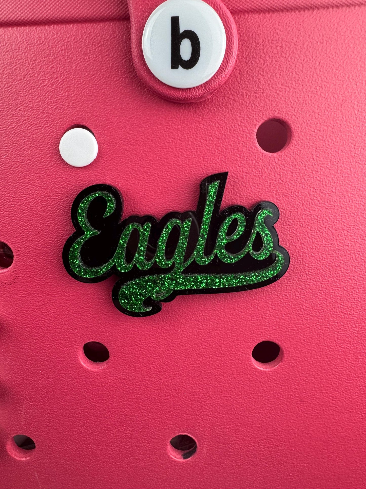 Eagles Glitter Bag Charm: Green and Black Bogg Style Bag Decoration
