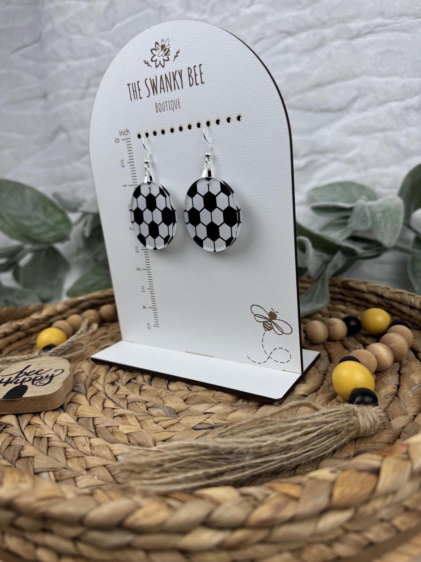 Printed Acrylic Soccer Earrings: Game Day Sports Jewelry