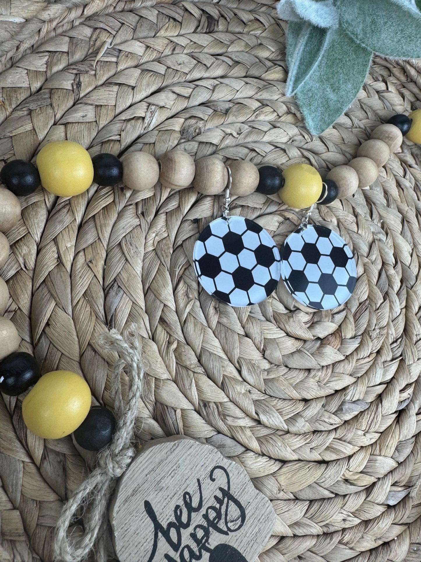 Printed Acrylic Soccer Earrings: Game Day Sports Jewelry