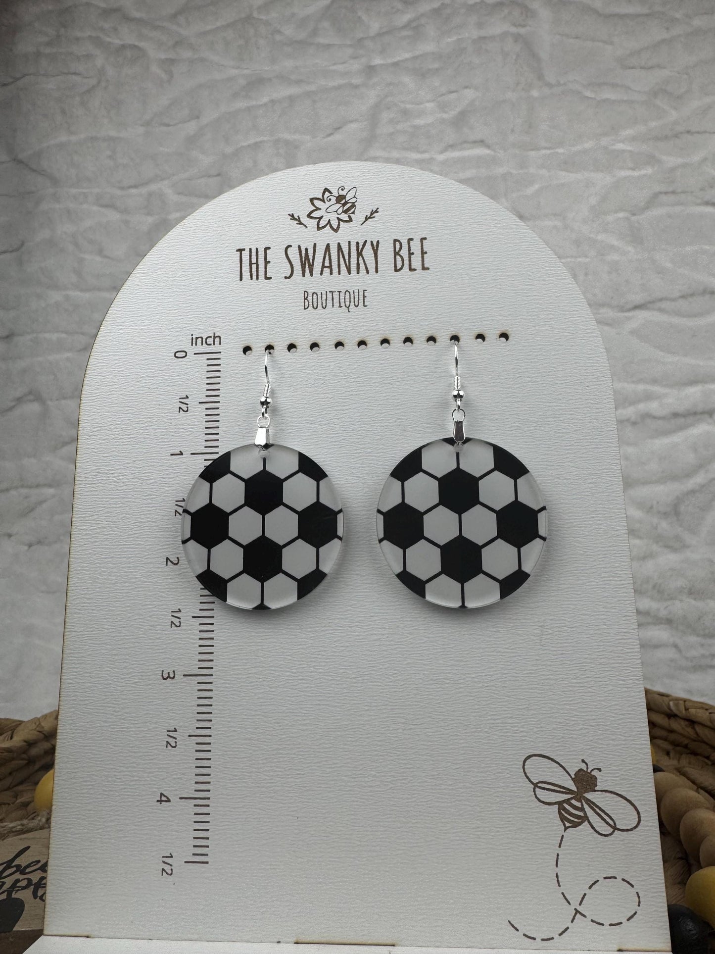 Printed Acrylic Soccer Earrings: Game Day Sports Jewelry