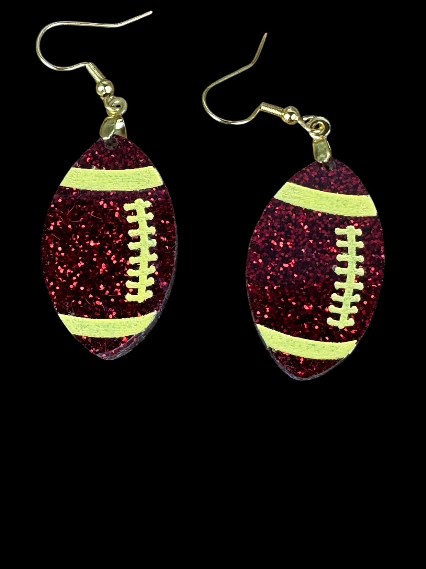 Red Glitter Football Earrings: Sports Fan Jewelry