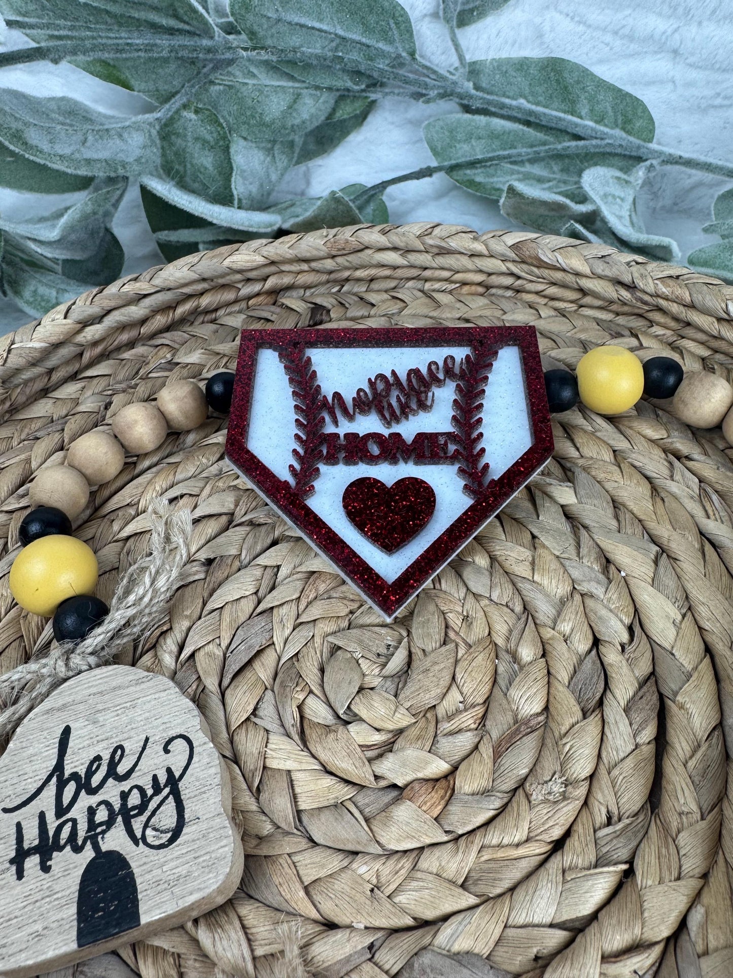 Handmade Baseball Home Plate Bogg Bag Charm: Team Mom Gift