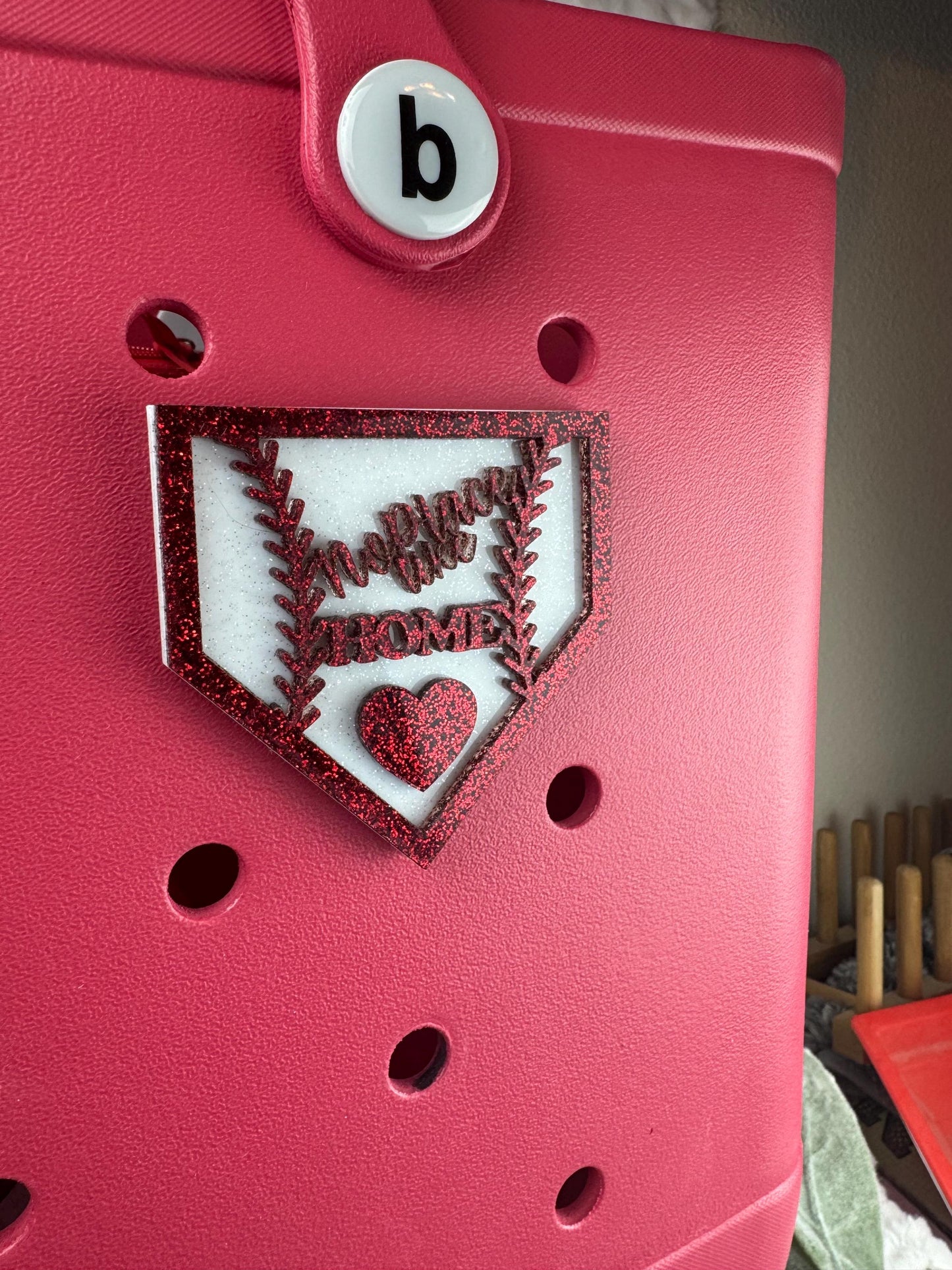 Handmade Baseball Home Plate Bogg Bag Charm: Team Mom Gift