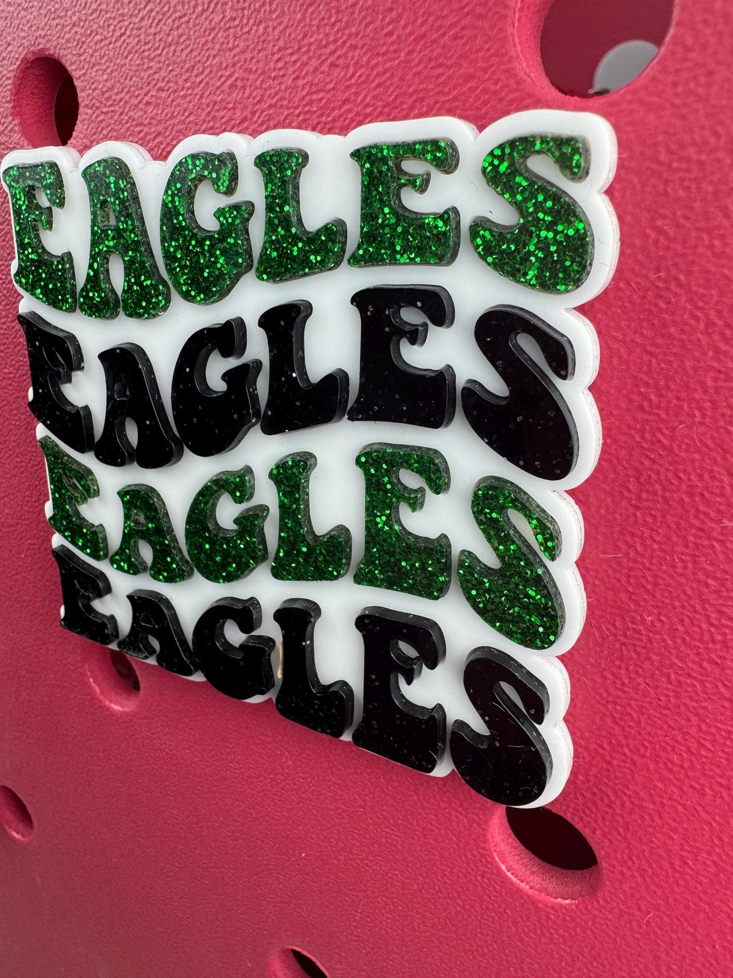 Eagles Glitter Bag Charm: Green and Black Bogg Style Bag Decoration