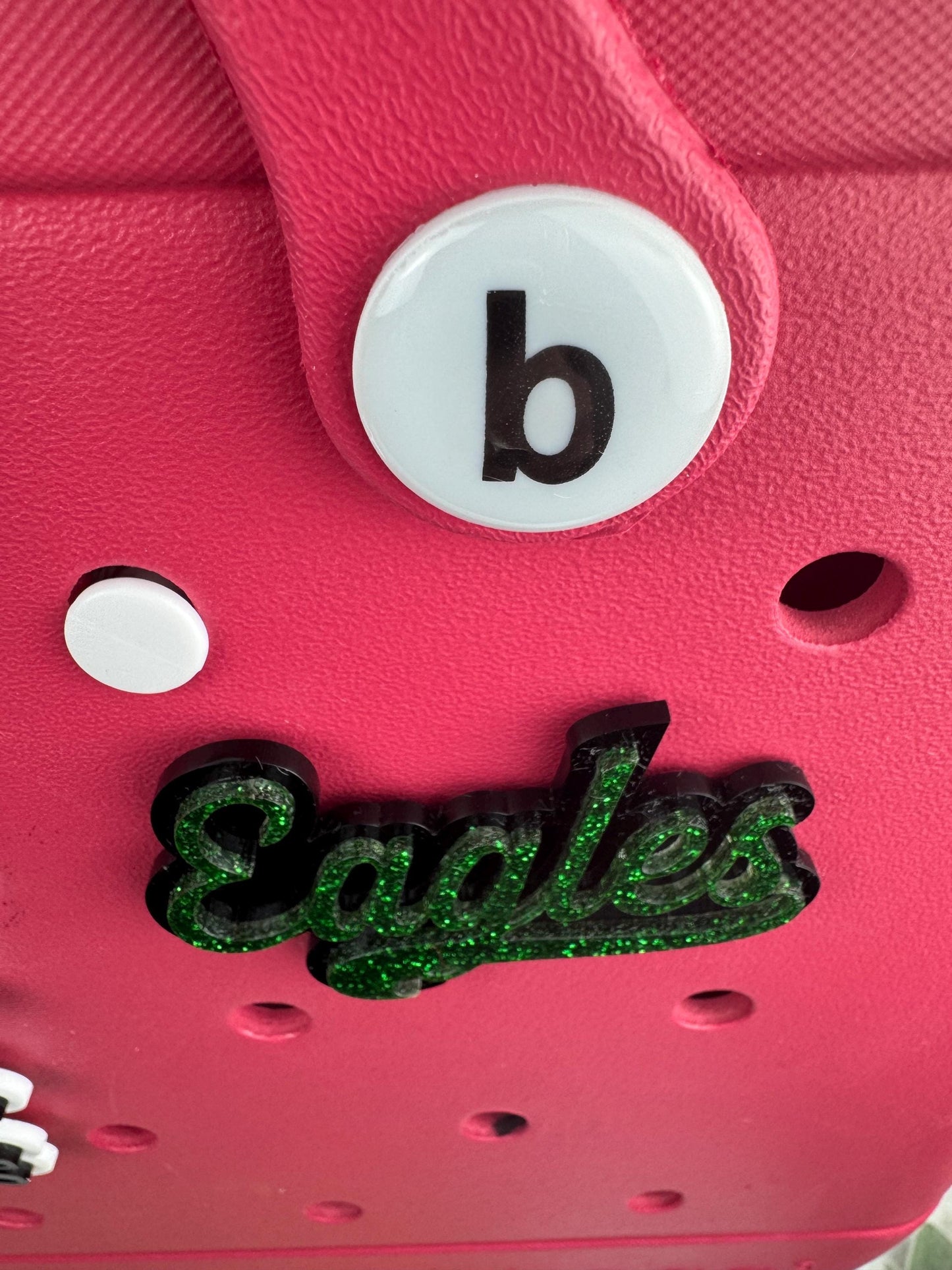 Eagles Glitter Bag Charm: Green and Black Bogg Style Bag Decoration