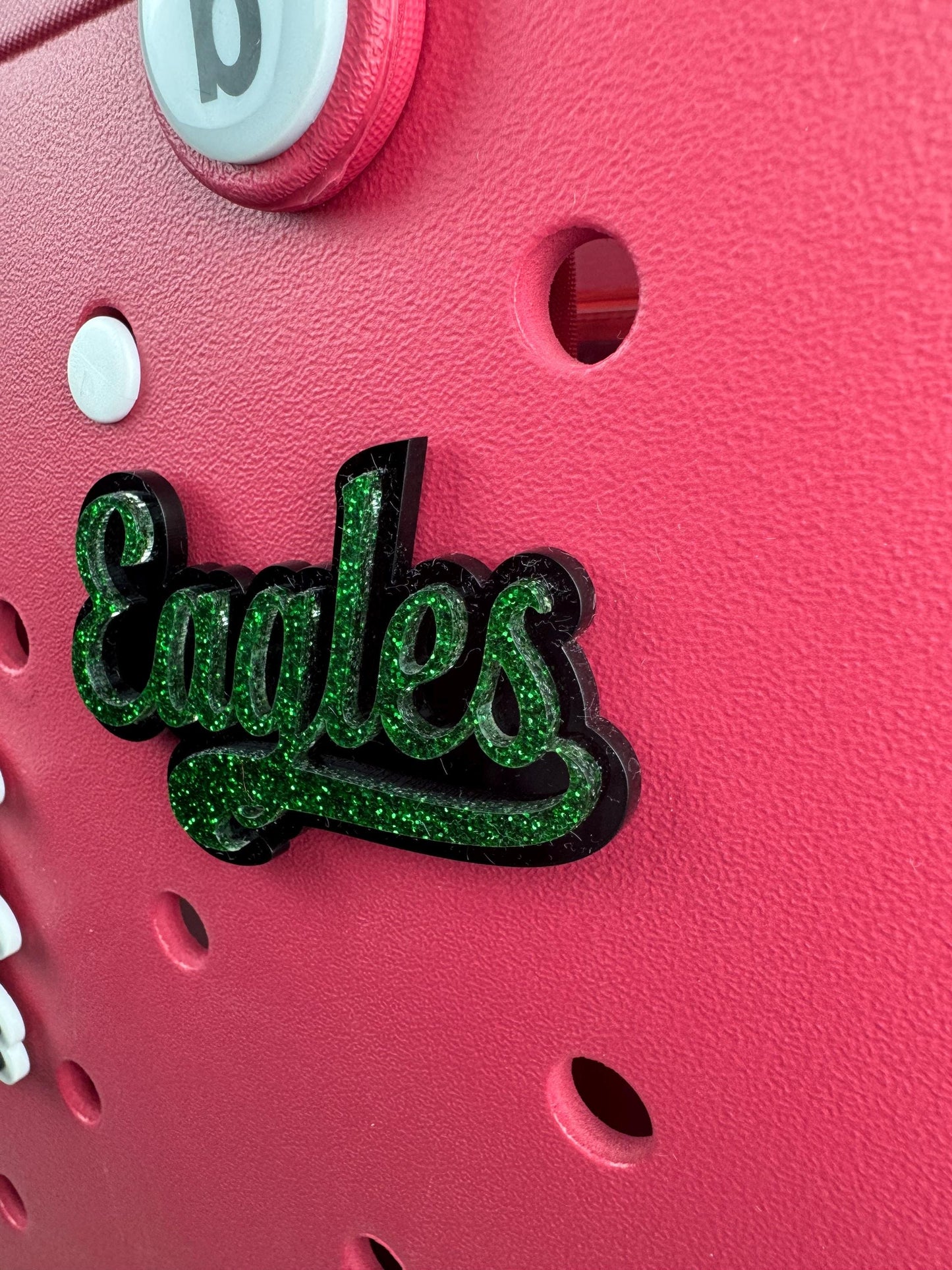 Eagles Glitter Bag Charm: Green and Black Bogg Style Bag Decoration