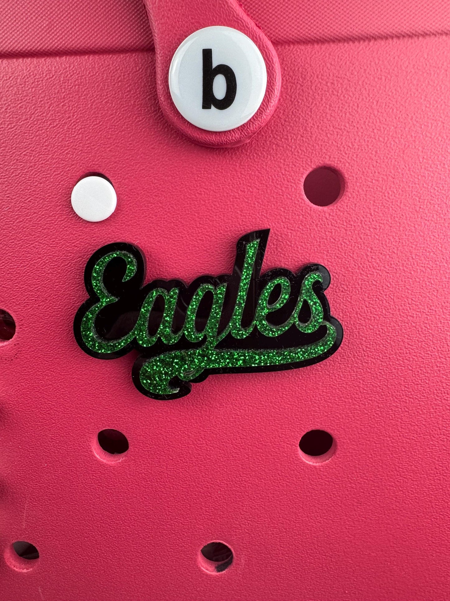 Eagles Glitter Bag Charm: Green and Black Bogg Style Bag Decoration