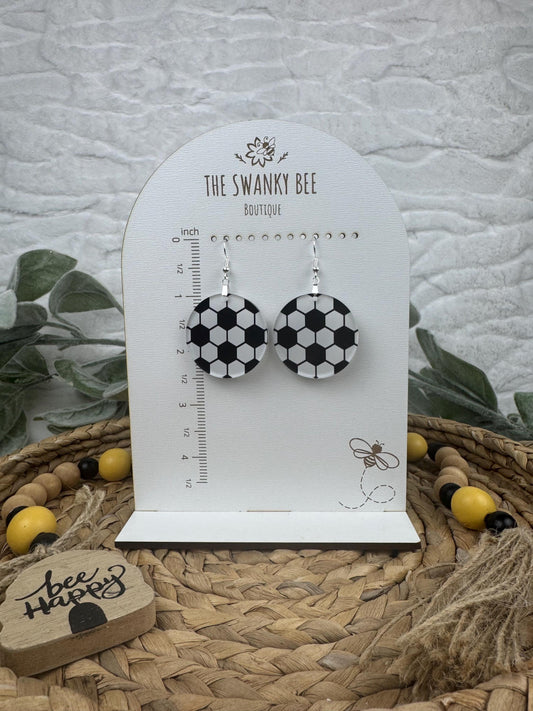 Printed Acrylic Soccer Earrings: Game Day Sports Jewelry