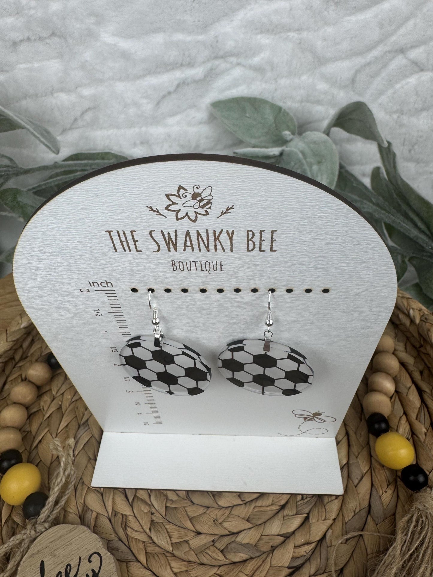 Printed Acrylic Soccer Earrings: Game Day Sports Jewelry