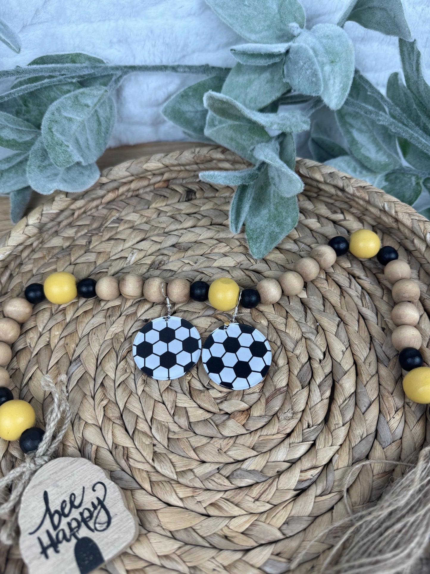 Printed Acrylic Soccer Earrings: Game Day Sports Jewelry