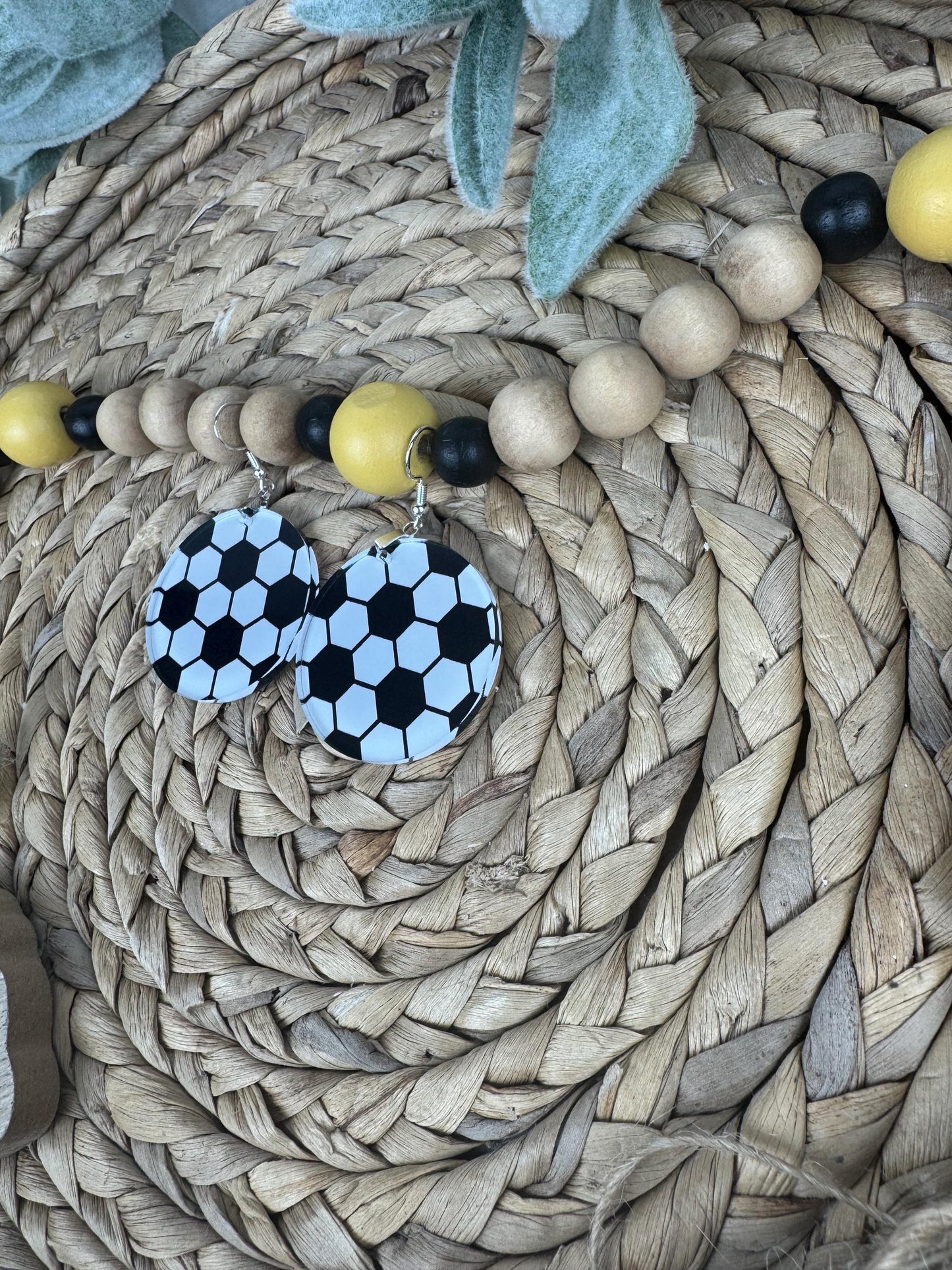 Printed Acrylic Soccer Earrings: Game Day Sports Jewelry