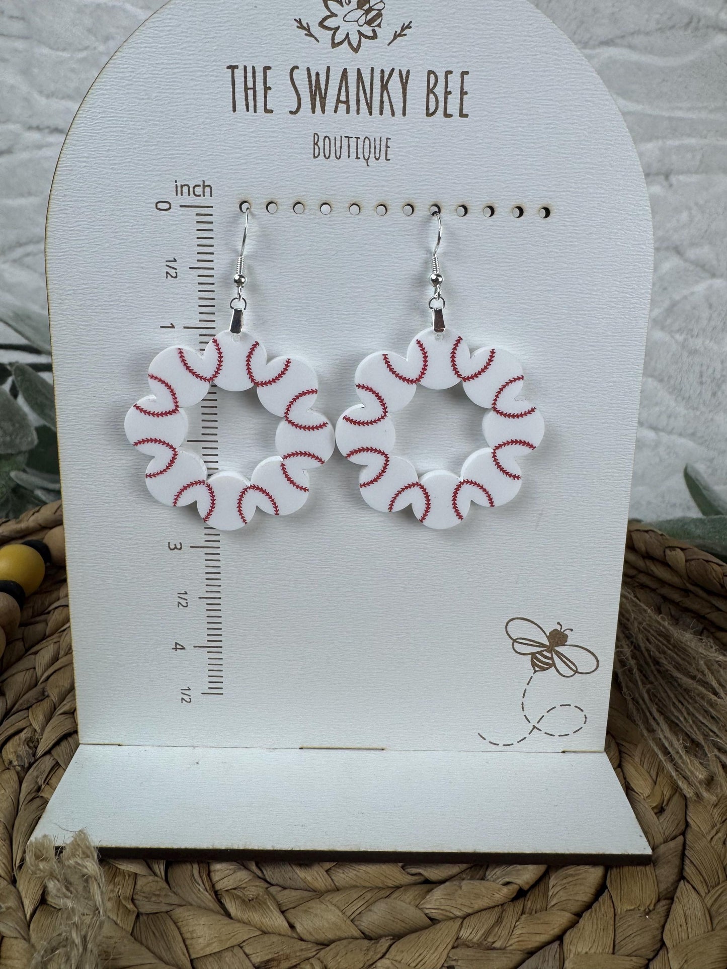 Baseball Hoop Earrings: Lightweight Acrylic Sports Fan Accessories