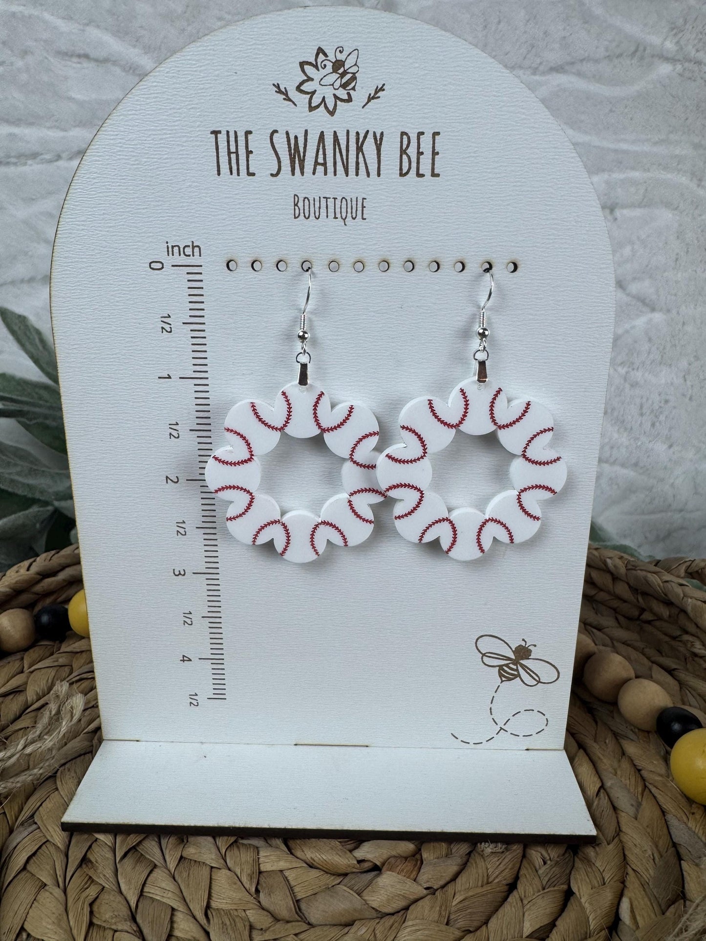 Baseball Hoop Earrings: Lightweight Acrylic Sports Fan Accessories