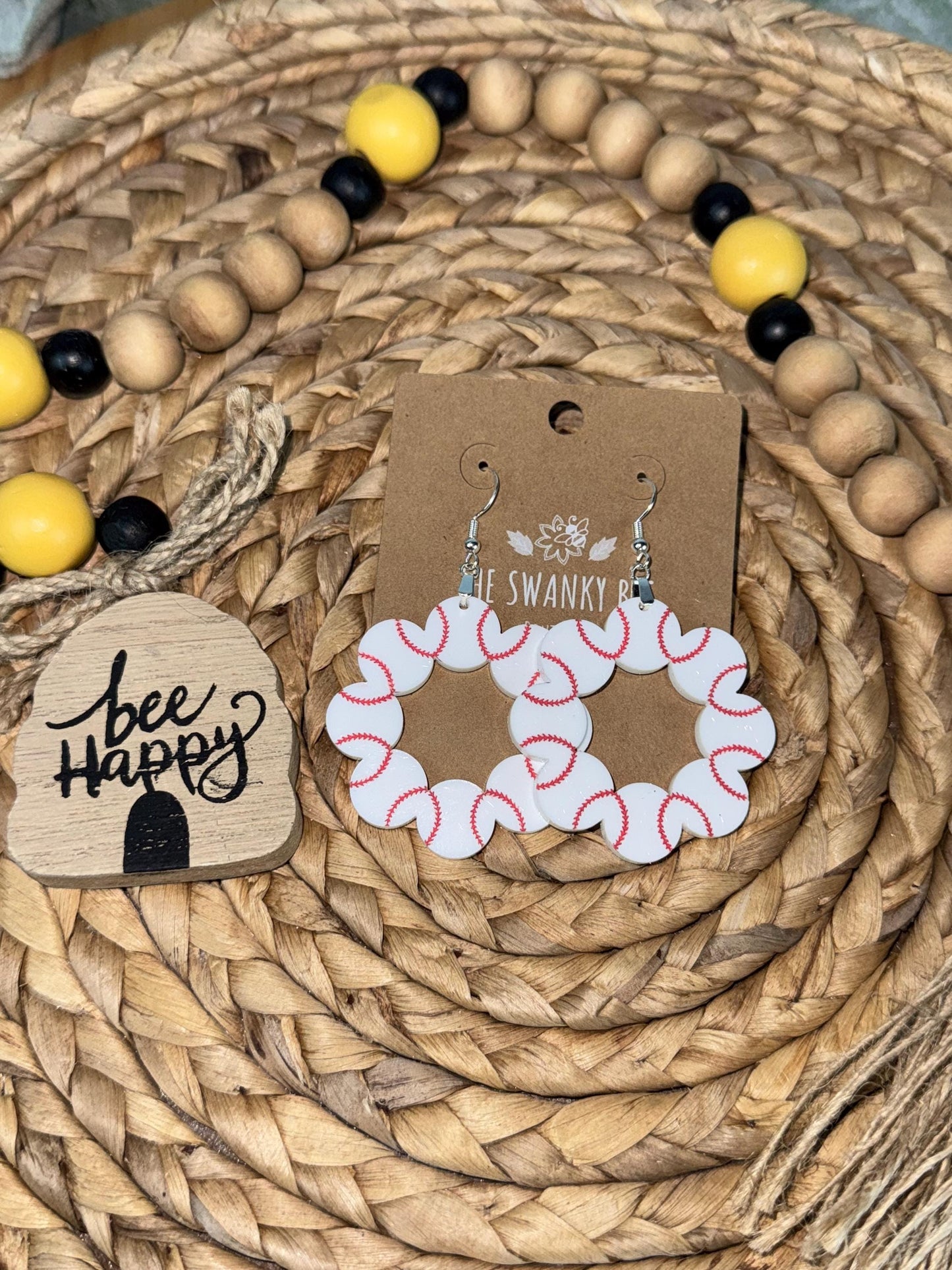 Baseball Hoop Earrings: Lightweight Acrylic Sports Fan Accessories