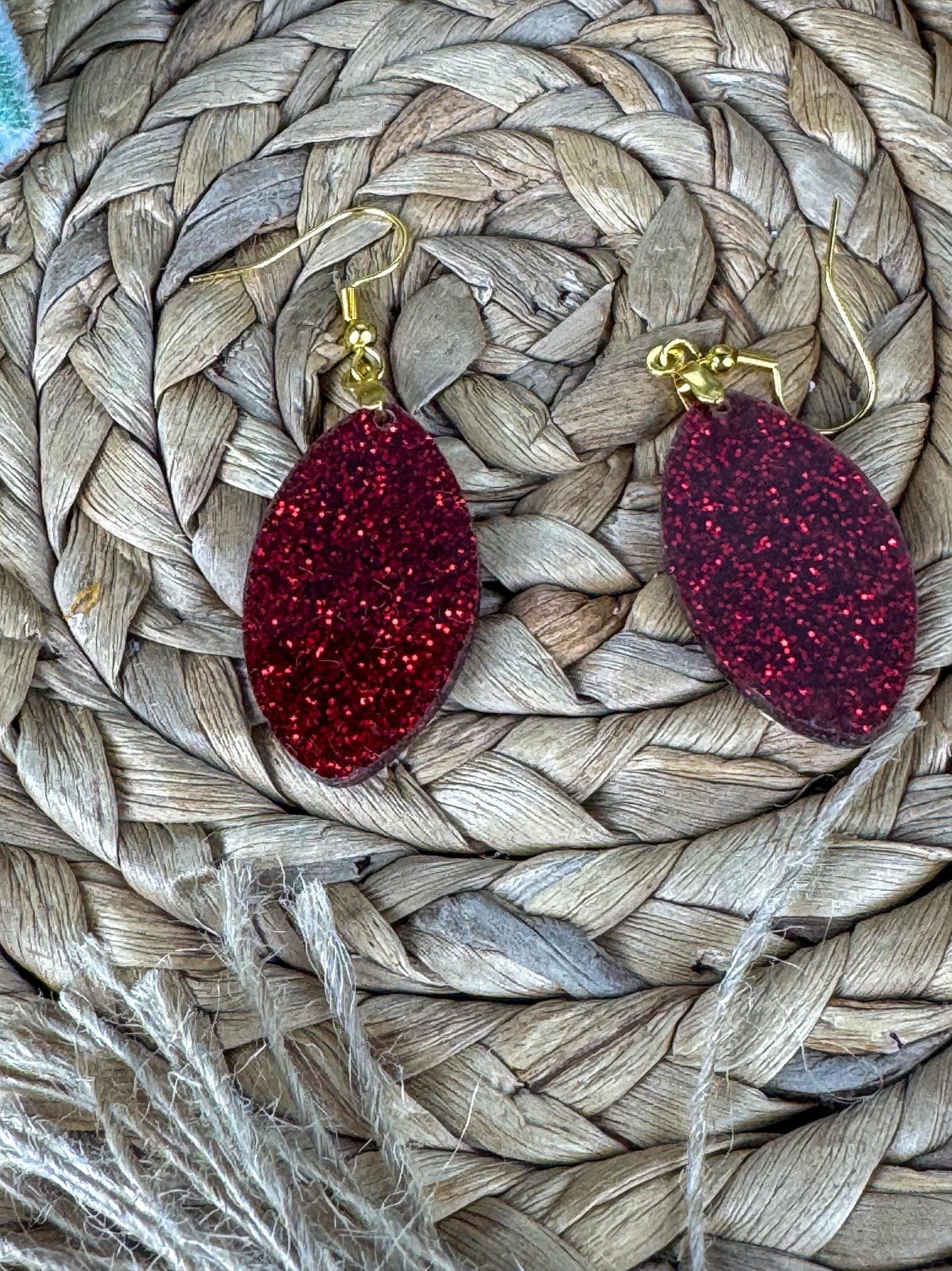 Red Glitter Football Earrings: Sports Fan Jewelry