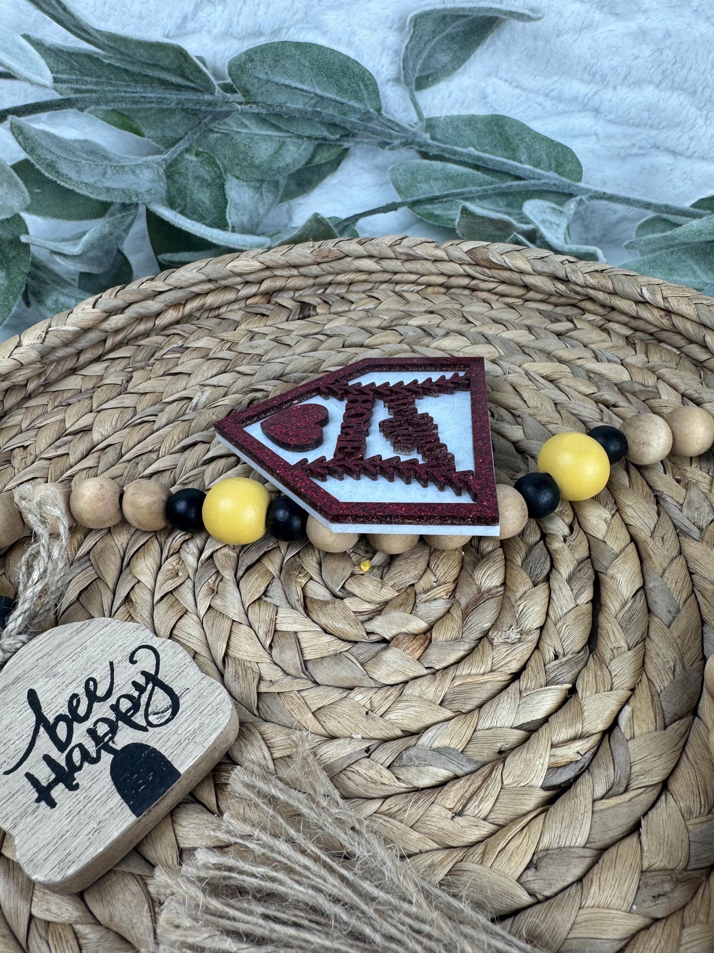 Handmade Baseball Home Plate Bogg Bag Charm: Team Mom Gift
