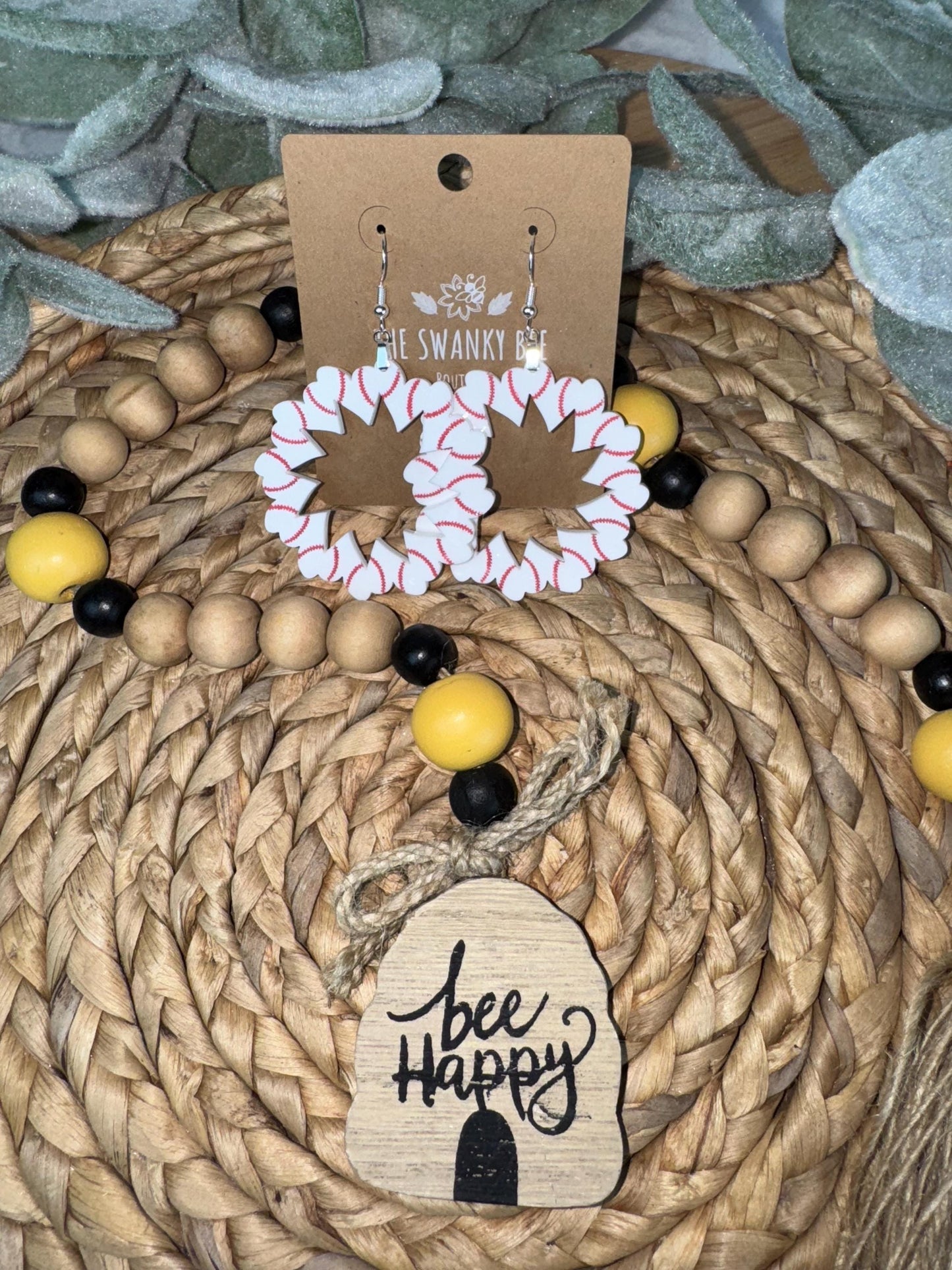 Heart Baseball Hoop Earrings: Handmade Sports Fan Jewelry