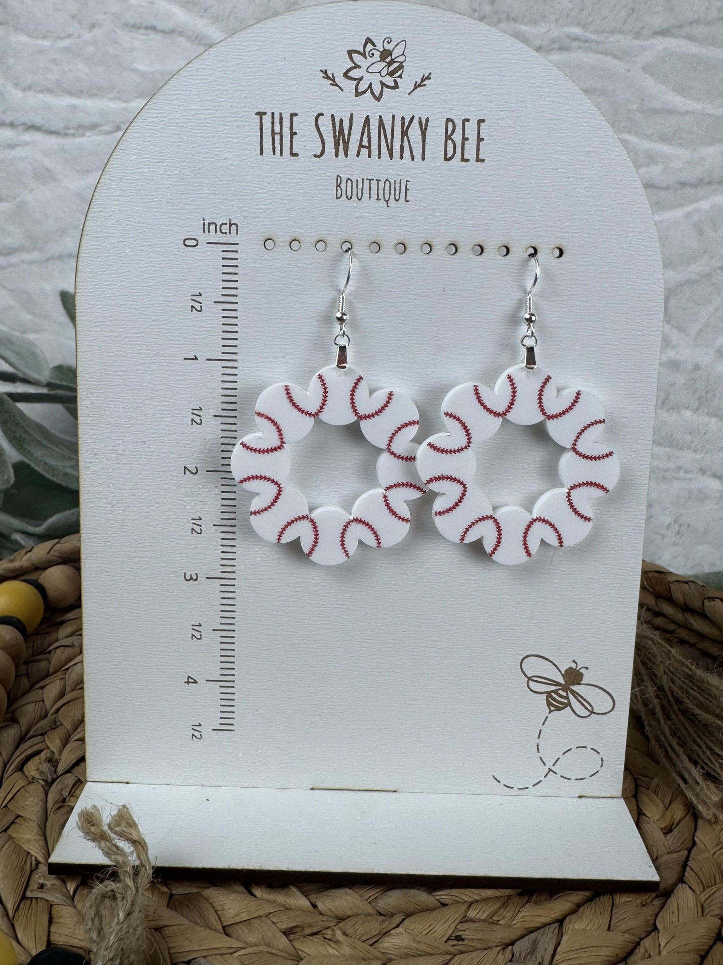 Baseball Hoop Earrings: Lightweight Acrylic Sports Fan Accessories
