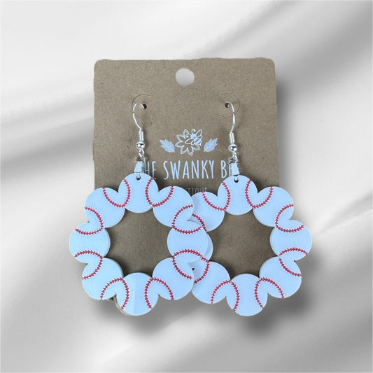 Baseball Hoop Earrings: Lightweight Acrylic Sports Fan Accessories