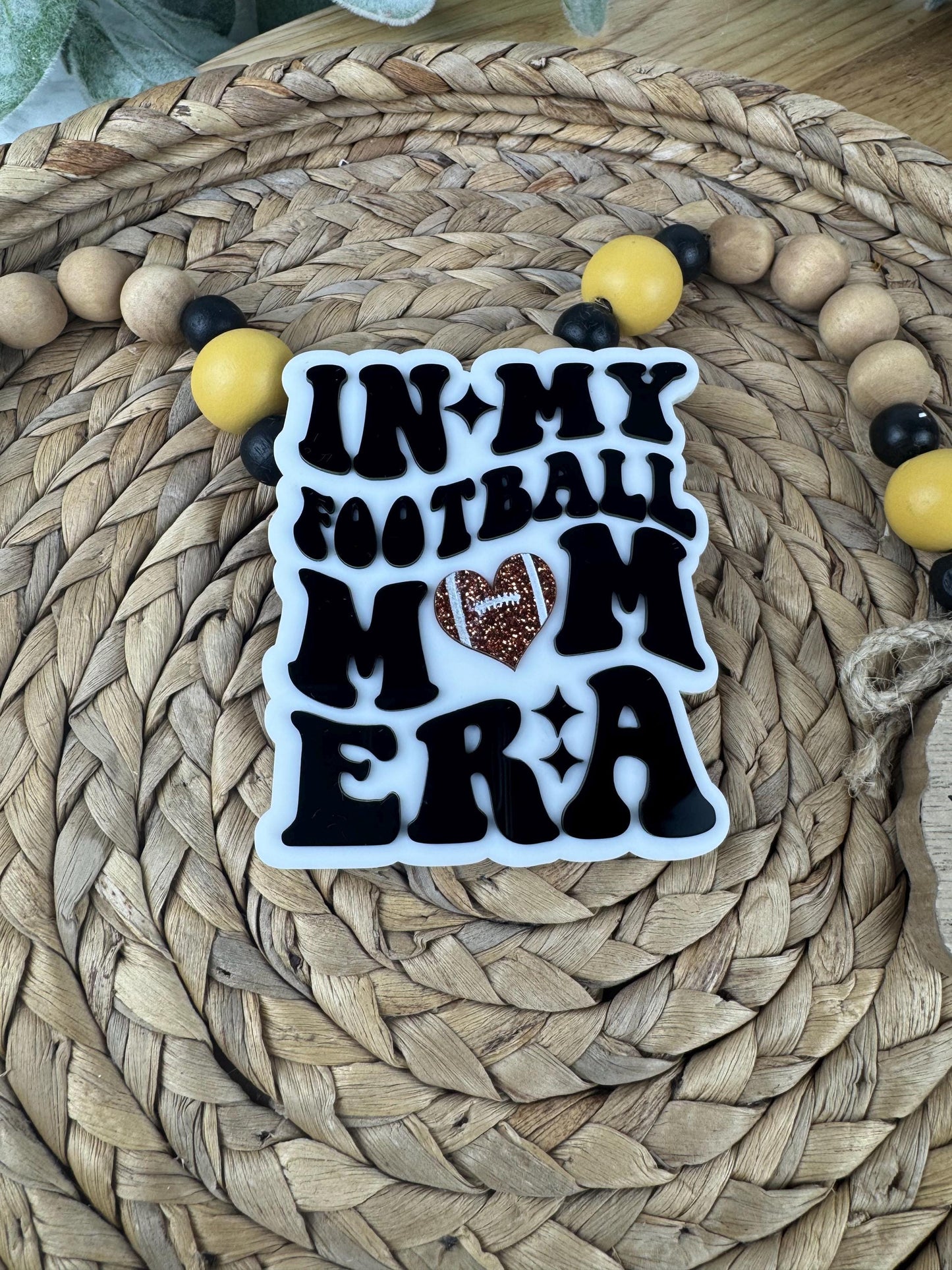 Football Mom Era Bogg Bag Charm: Glitter Football Heart