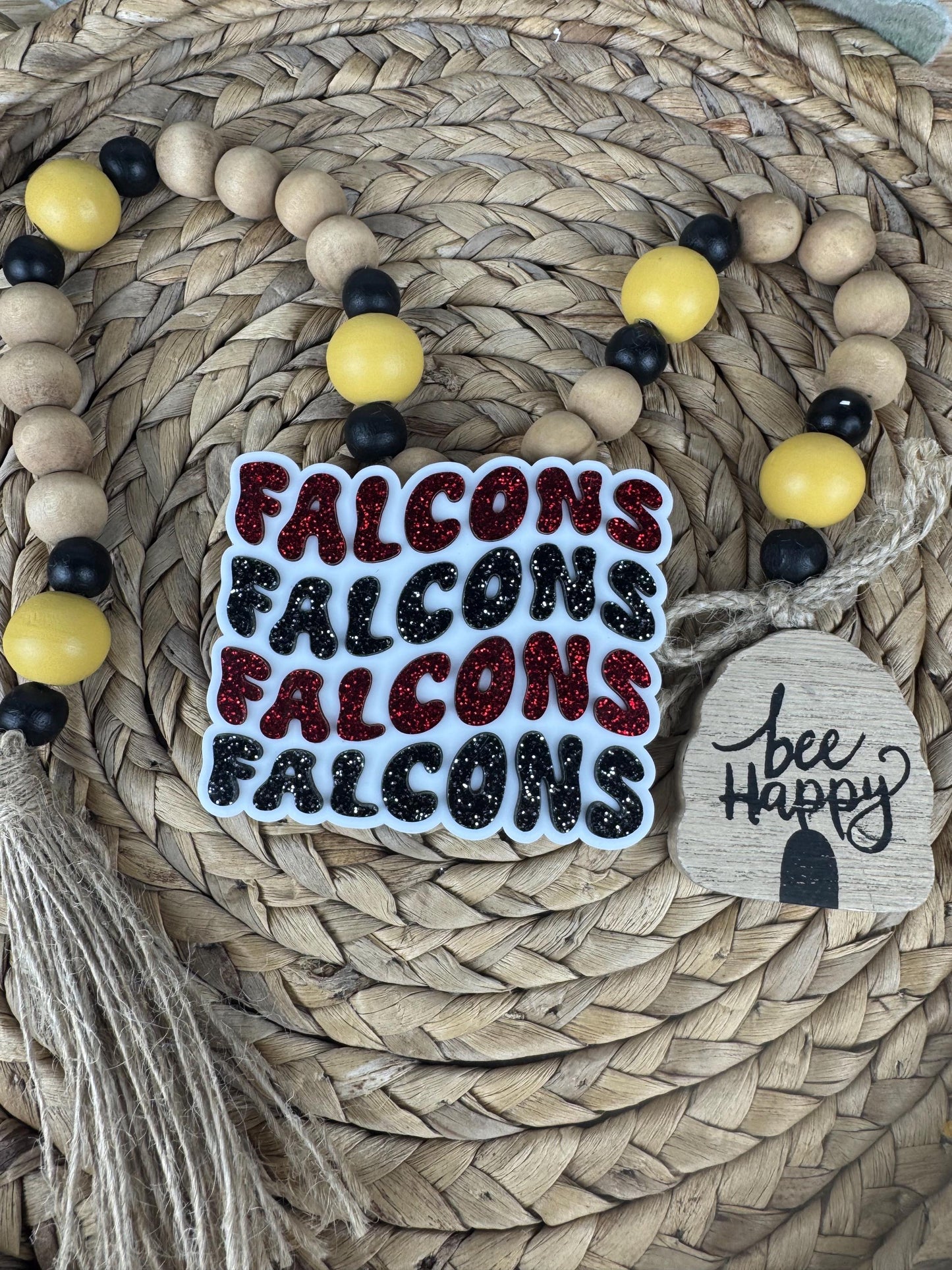 Falcons Glitter Bogg Bag Charm: Red and Black Football Decoration