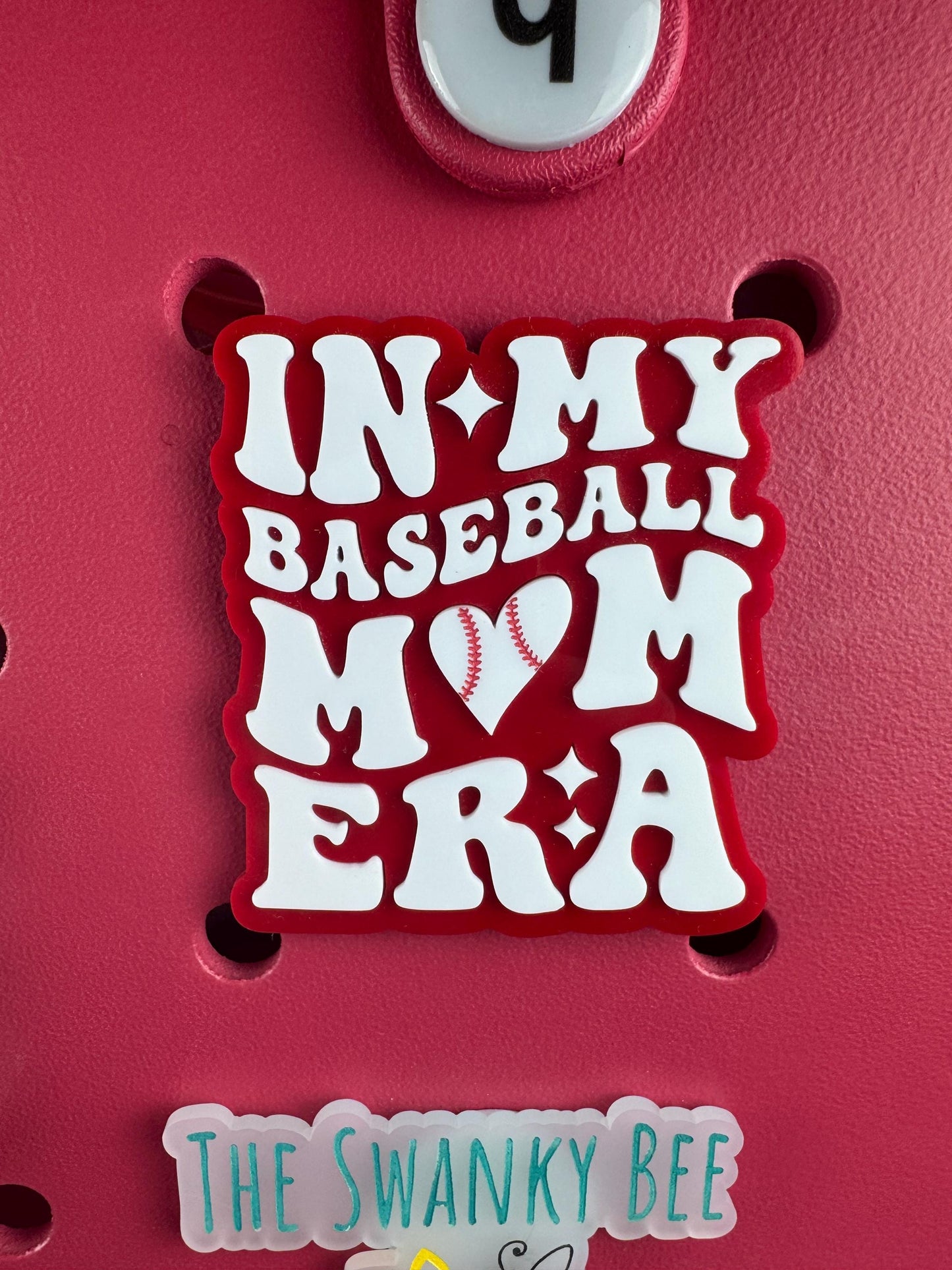Baseball Mom Era Bogg Bag Charm: Baseball Heart Accessory