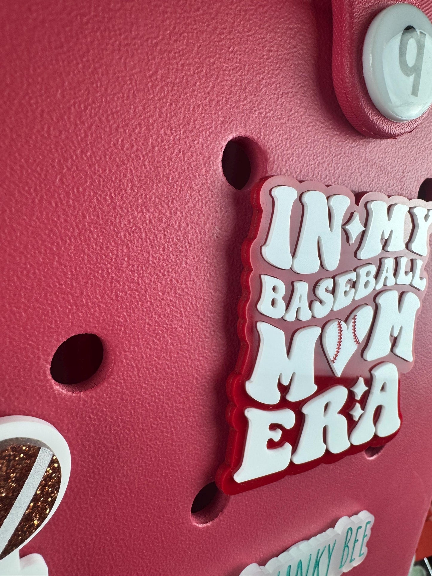 Baseball Mom Era Bogg Bag Charm: Baseball Heart Accessory