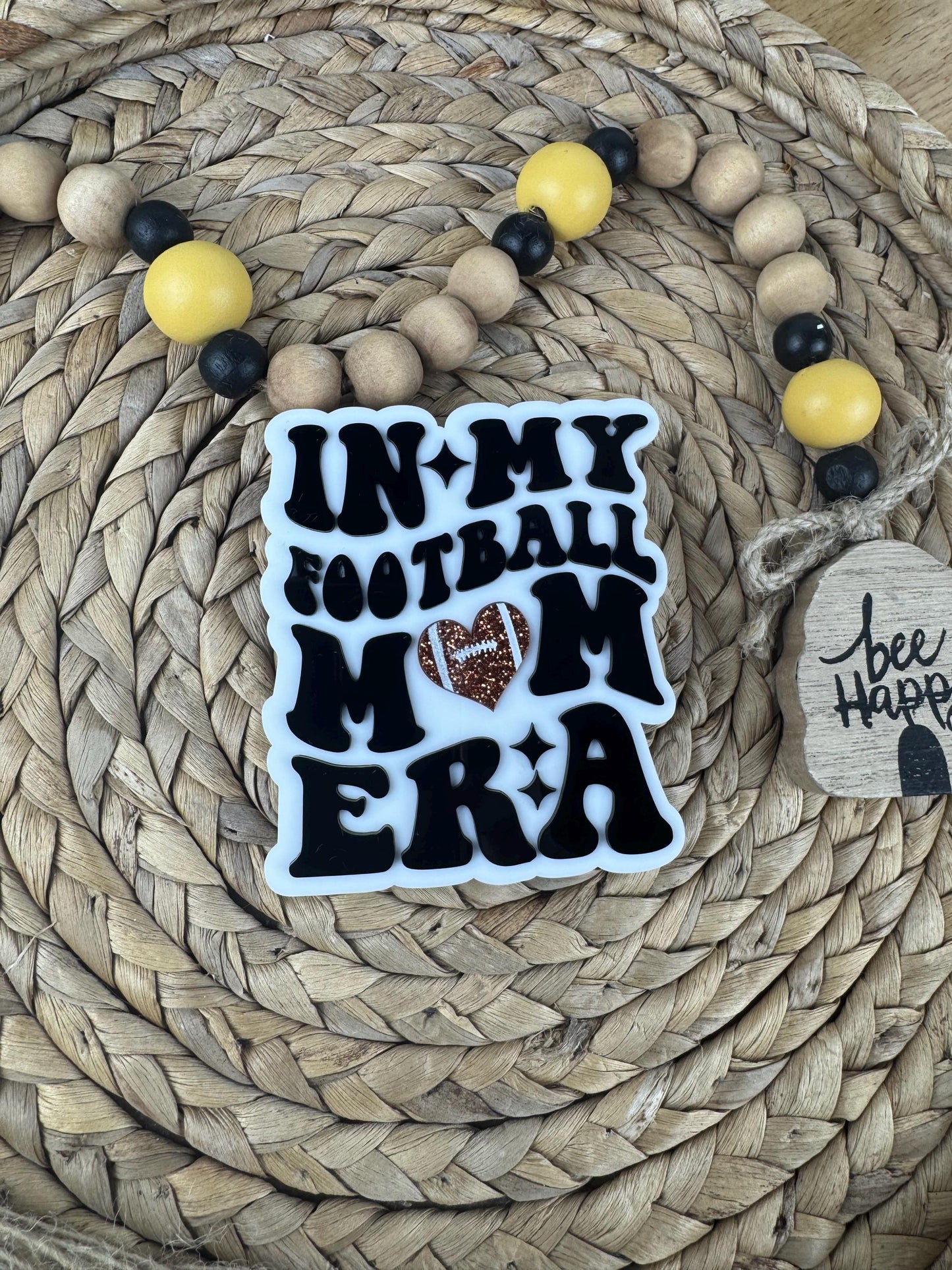 Football Mom Era Bogg Bag Charm: Glitter Football Heart