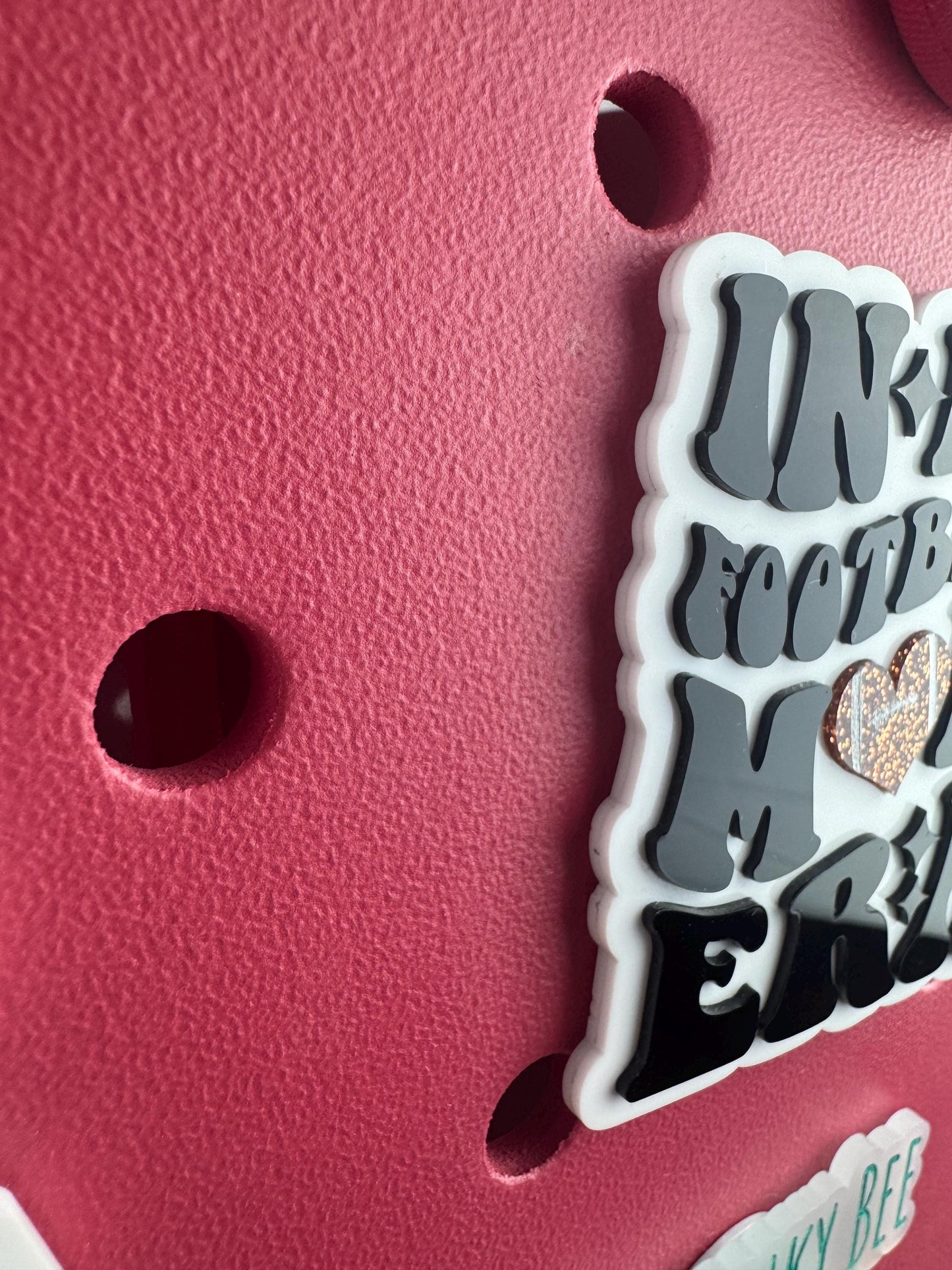 Football Mom Era Bogg Bag Charm: Glitter Football Heart