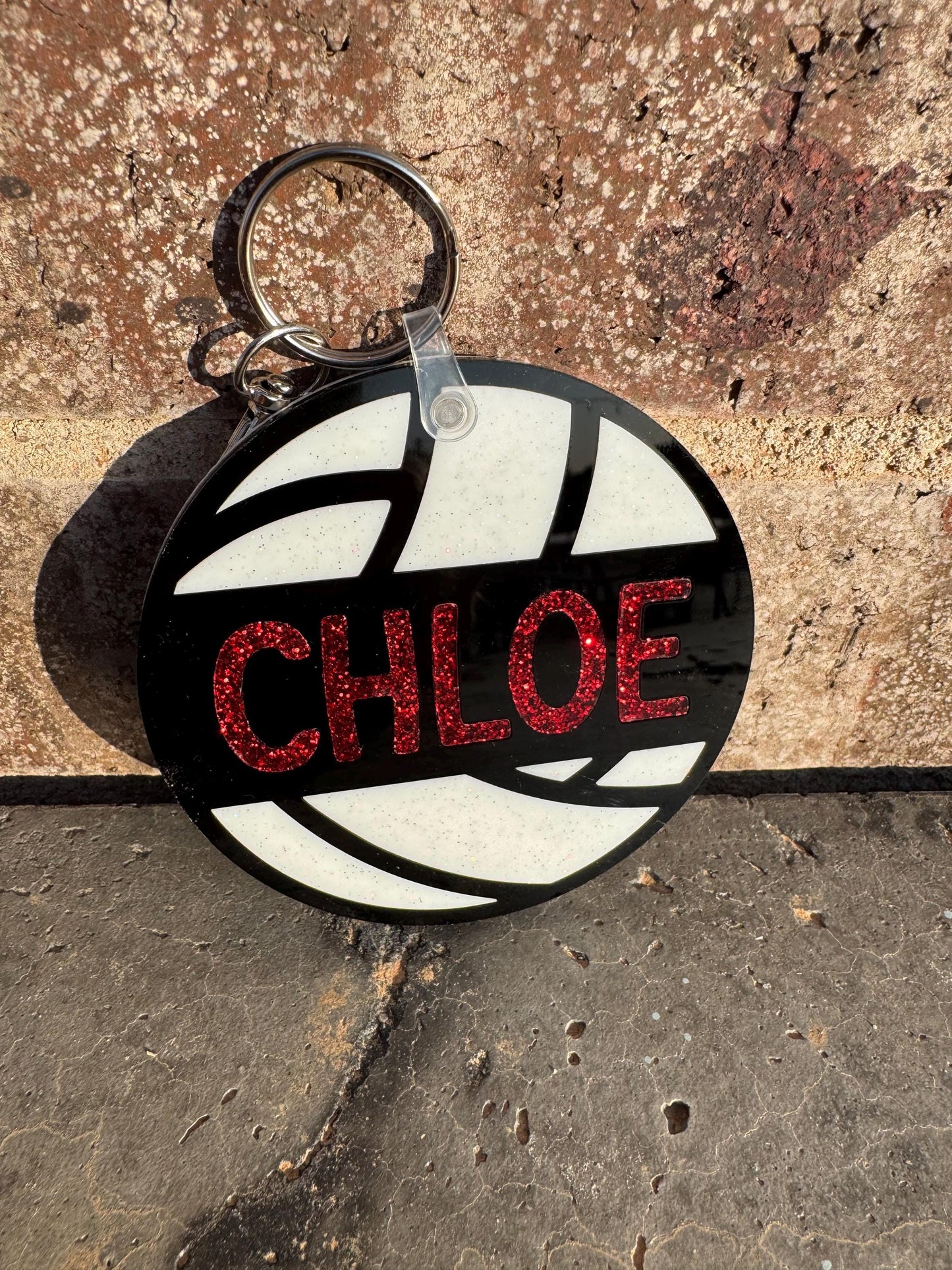 Custom Volleyball Name Tag Keychain | Acrylic Glitter Bag Tag | Team Gift