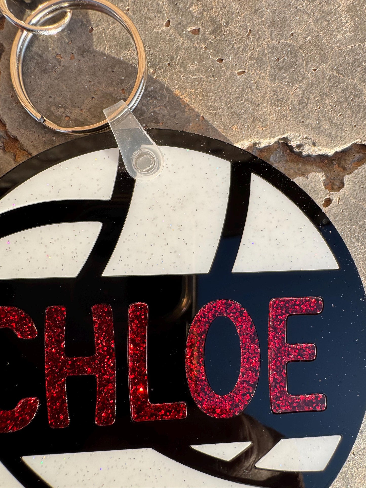Custom Volleyball Name Tag Keychain | Acrylic Glitter Bag Tag | Team Gift