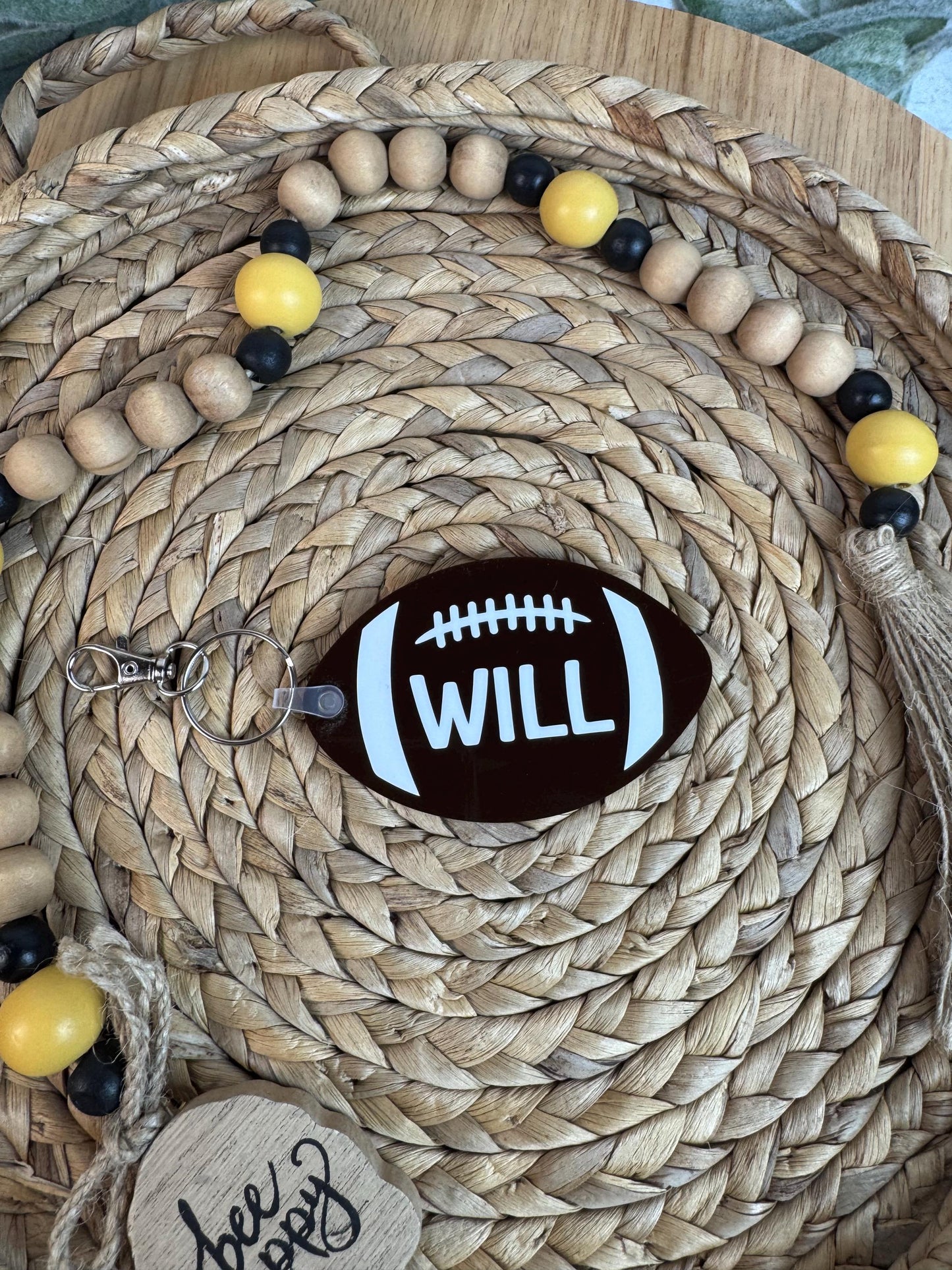 Custom Name Football Keychain: Acrylic Team Bag Tag