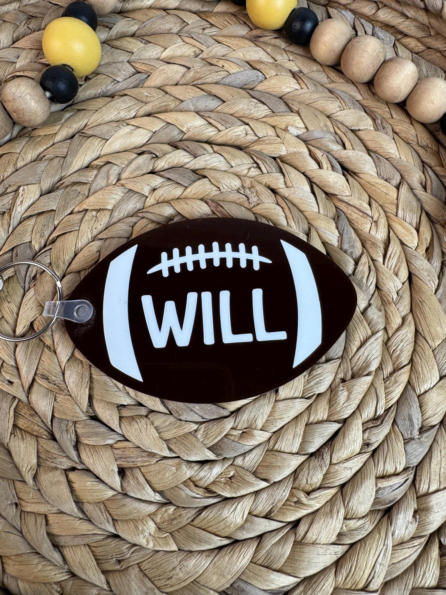 Custom Name Football Keychain: Acrylic Team Bag Tag