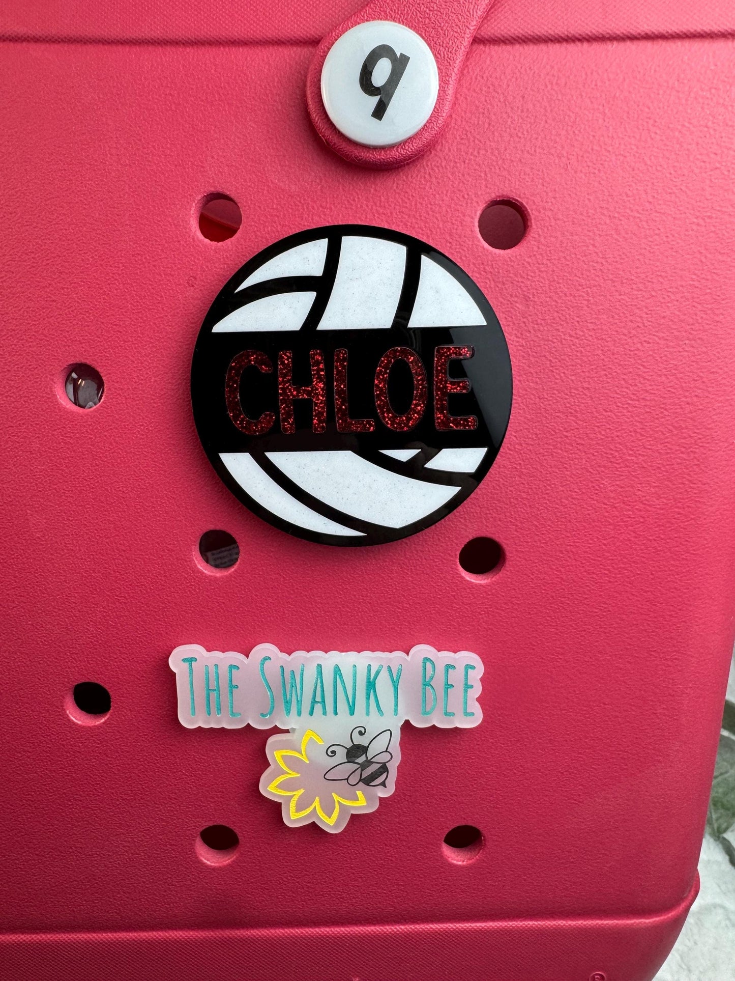 Custom Volleyball Name Bogg Bag Charm: Glitter Acrylic Bag Tag