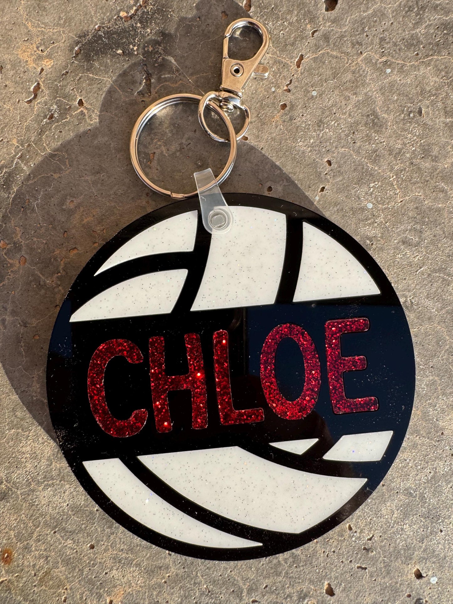 Custom Volleyball Name Tag Keychain | Acrylic Glitter Bag Tag | Team Gift