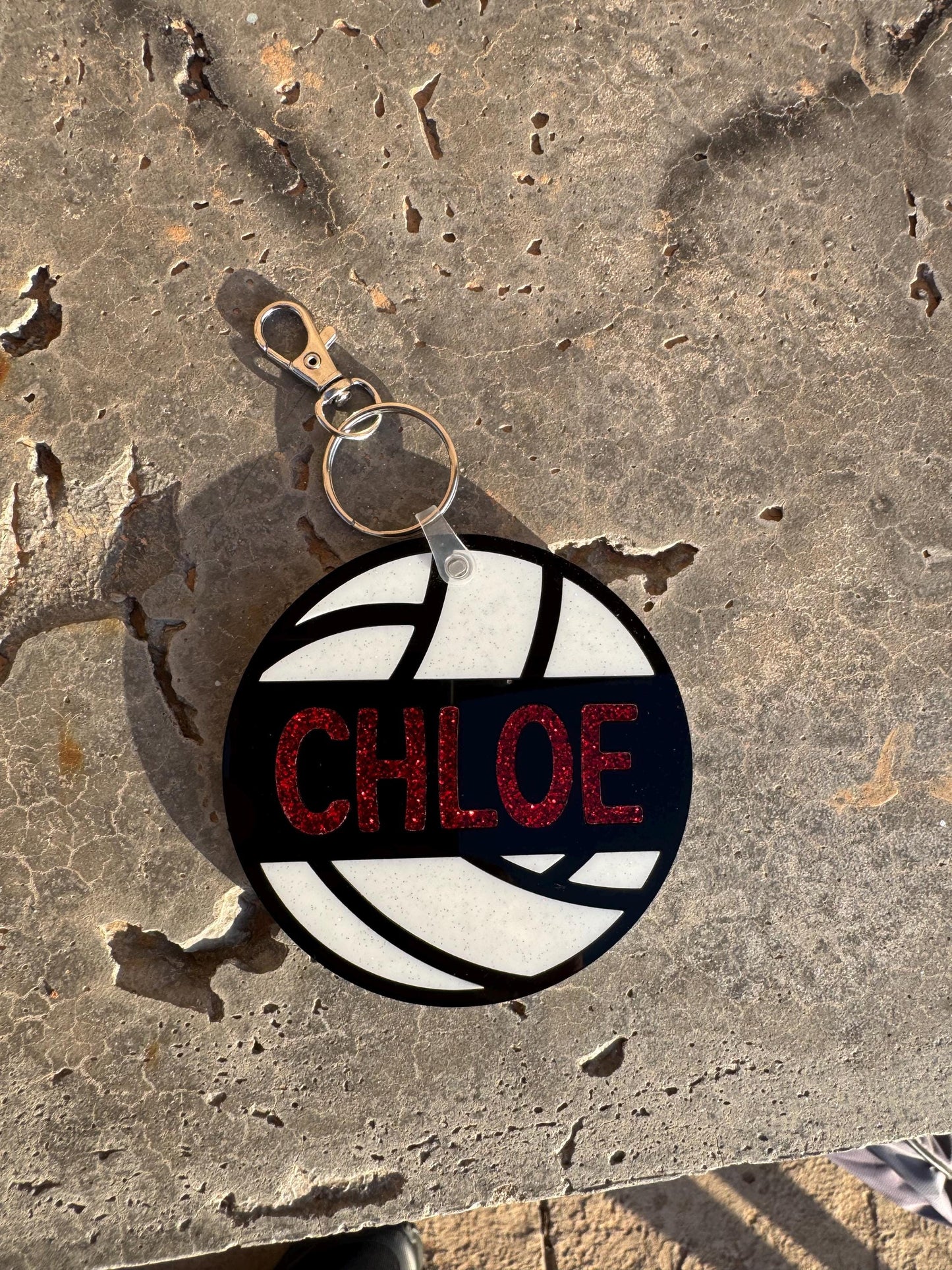 Custom Volleyball Name Tag Keychain | Acrylic Glitter Bag Tag | Team Gift