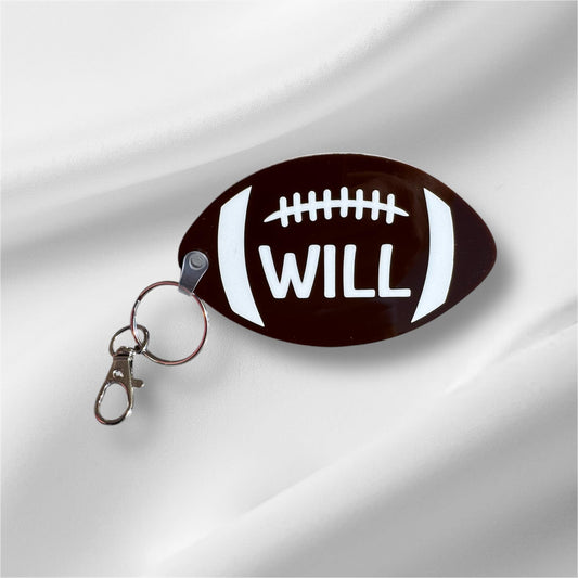 Custom Name Football Keychain: Acrylic Team Bag Tag