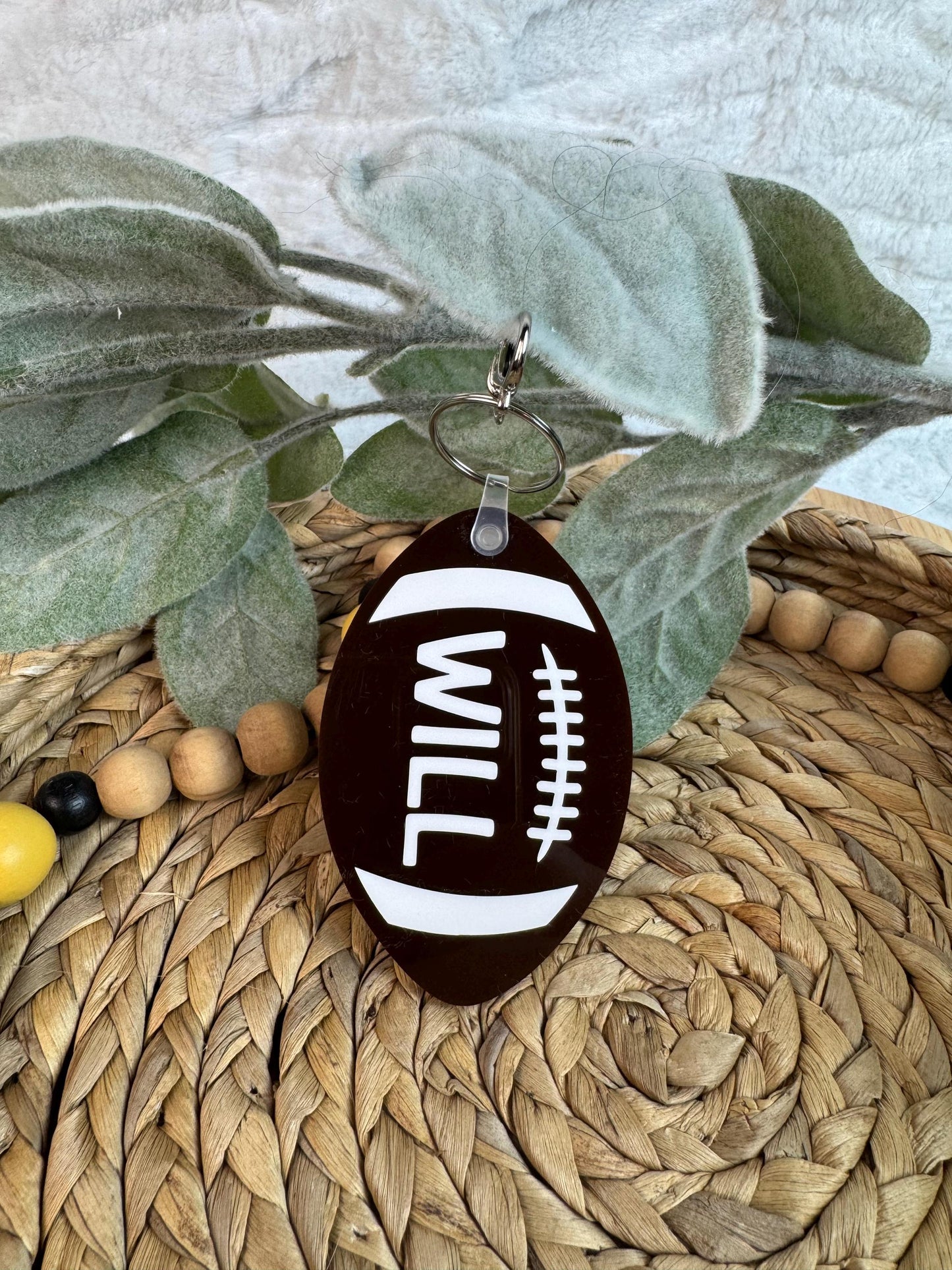 Custom Name Football Keychain: Acrylic Team Bag Tag