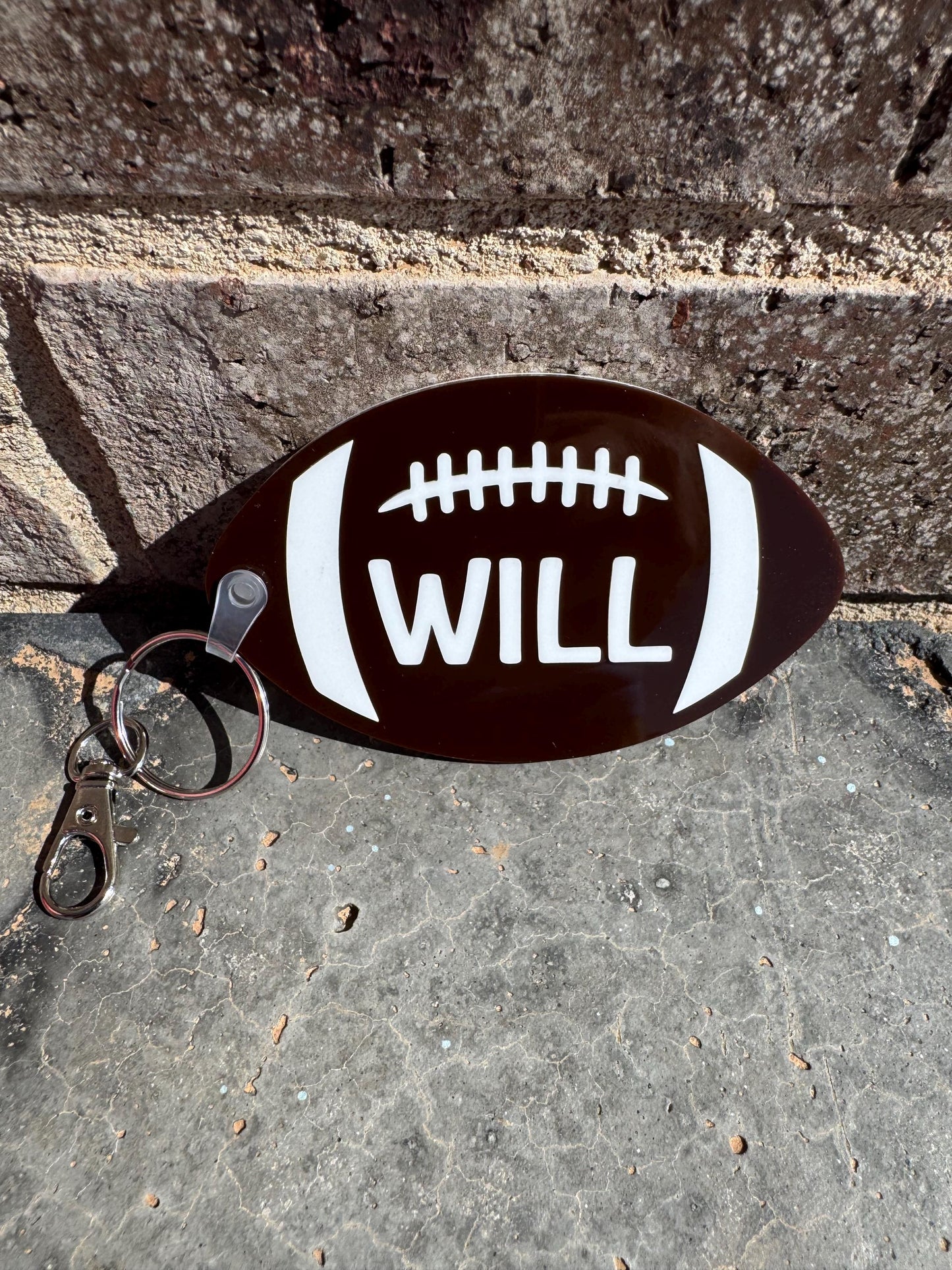 Custom Name Football Keychain: Acrylic Team Bag Tag