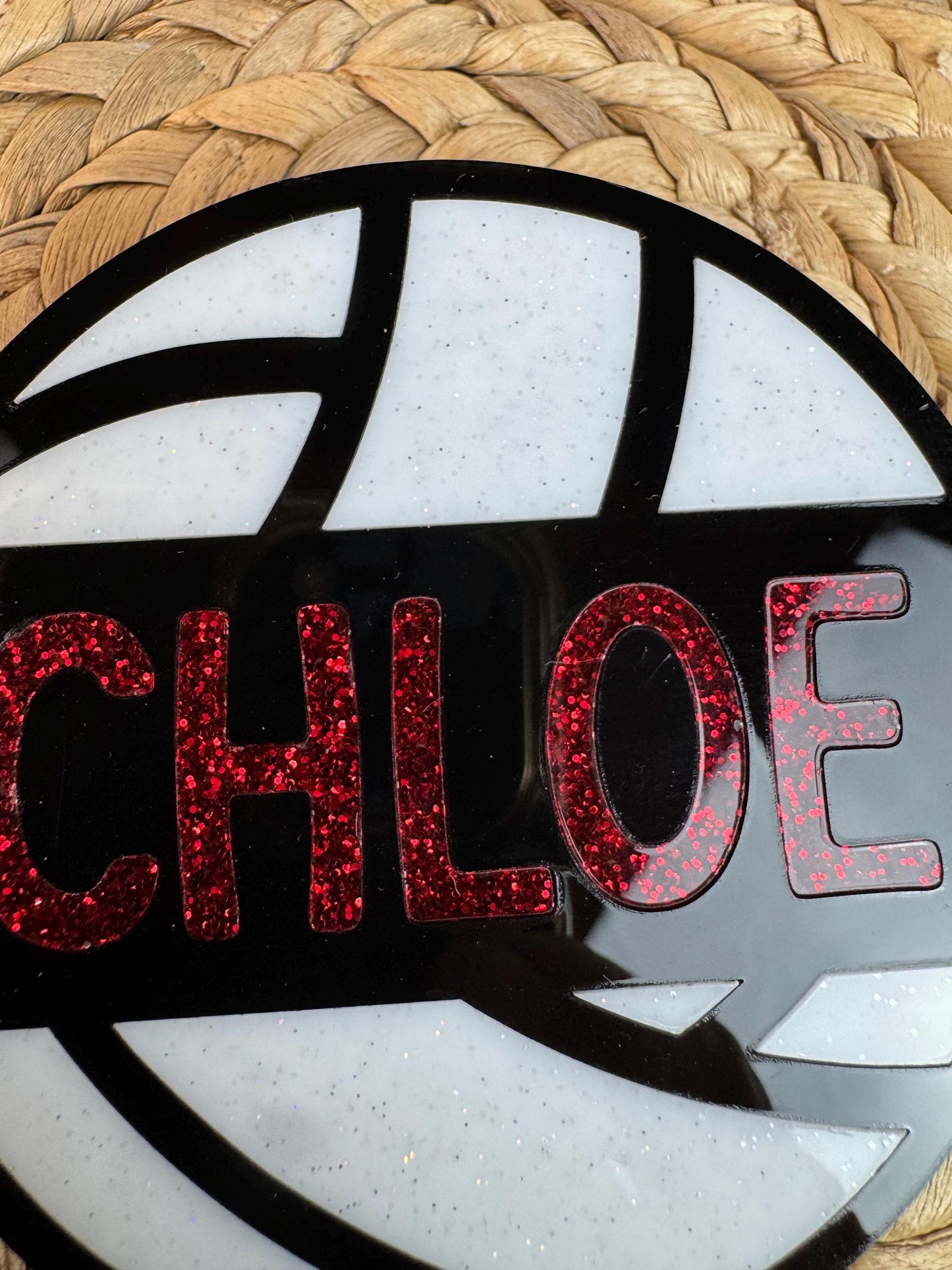 Custom Volleyball Name Bogg Bag Charm: Glitter Acrylic Bag Tag