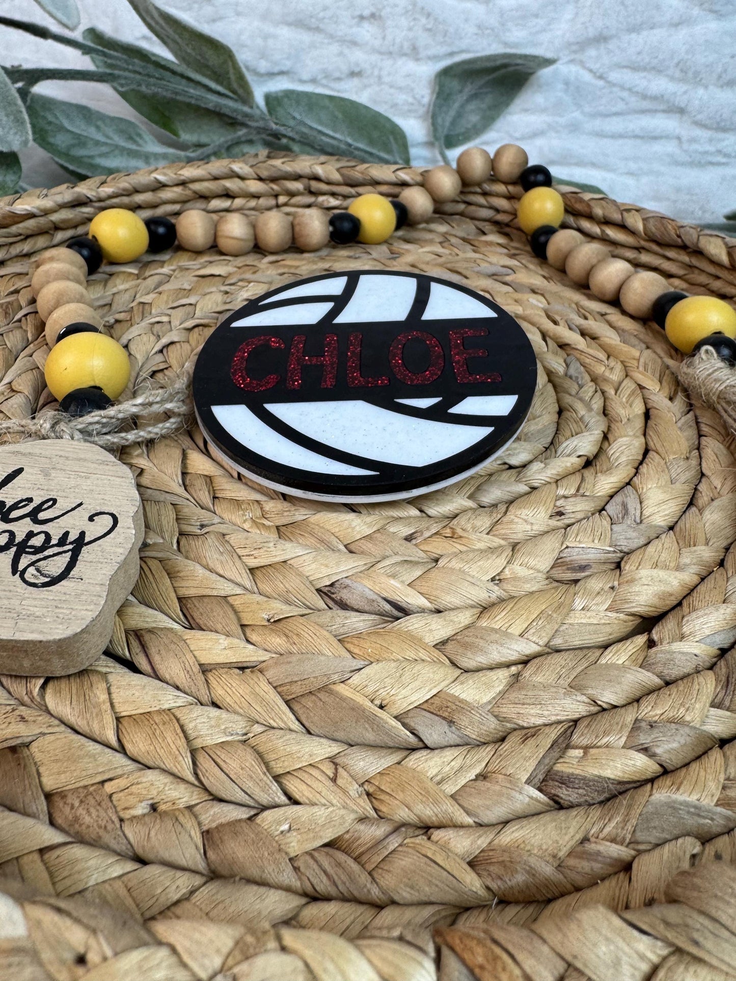Custom Volleyball Name Bogg Bag Charm: Glitter Acrylic Bag Tag