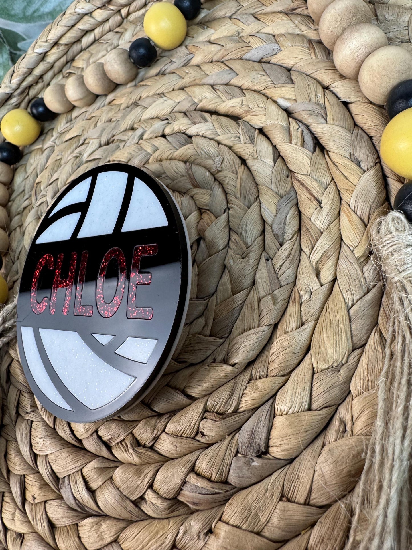 Custom Volleyball Name Bogg Bag Charm: Glitter Acrylic Bag Tag